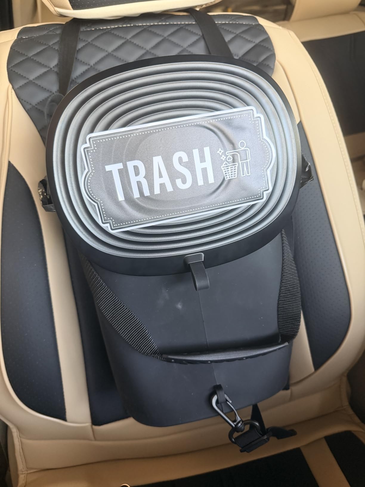 Garoopion Soft Silicone Car Trash Can 1.9 Gallon with Leakproof Design | Waterproof & Odor-Proof Car Garbage Can, Wipe or Rinse Clean, Adjustable Hanging Strap, Fits Sedans Suvs Mpvs Trucks customer photo 1