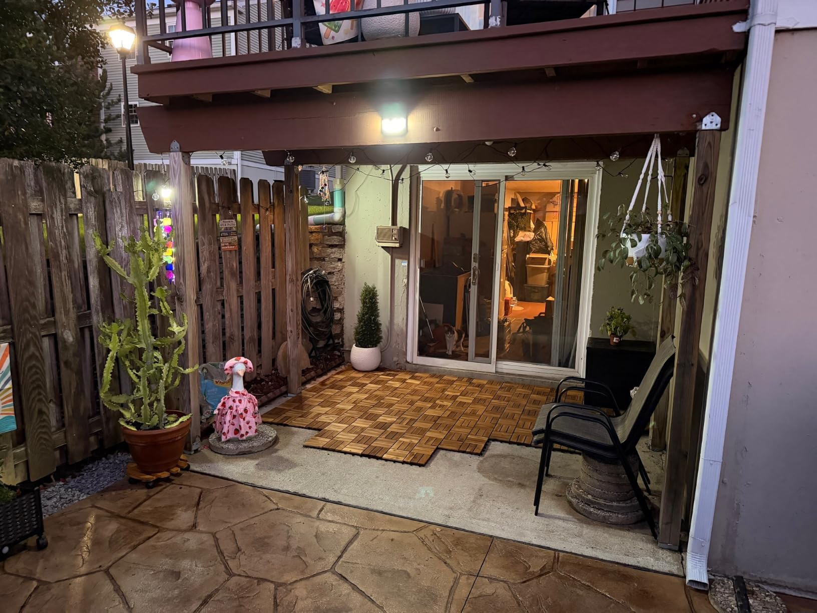 Yaheetech 54PCS Acacia Wood Deck Tiles Interlocking Patio Flooring, Wood | Acacia wood with PP base tiles provide quick assembly, patio upgrades, and easy cutting for customized outdoor spaces. customer photo 1