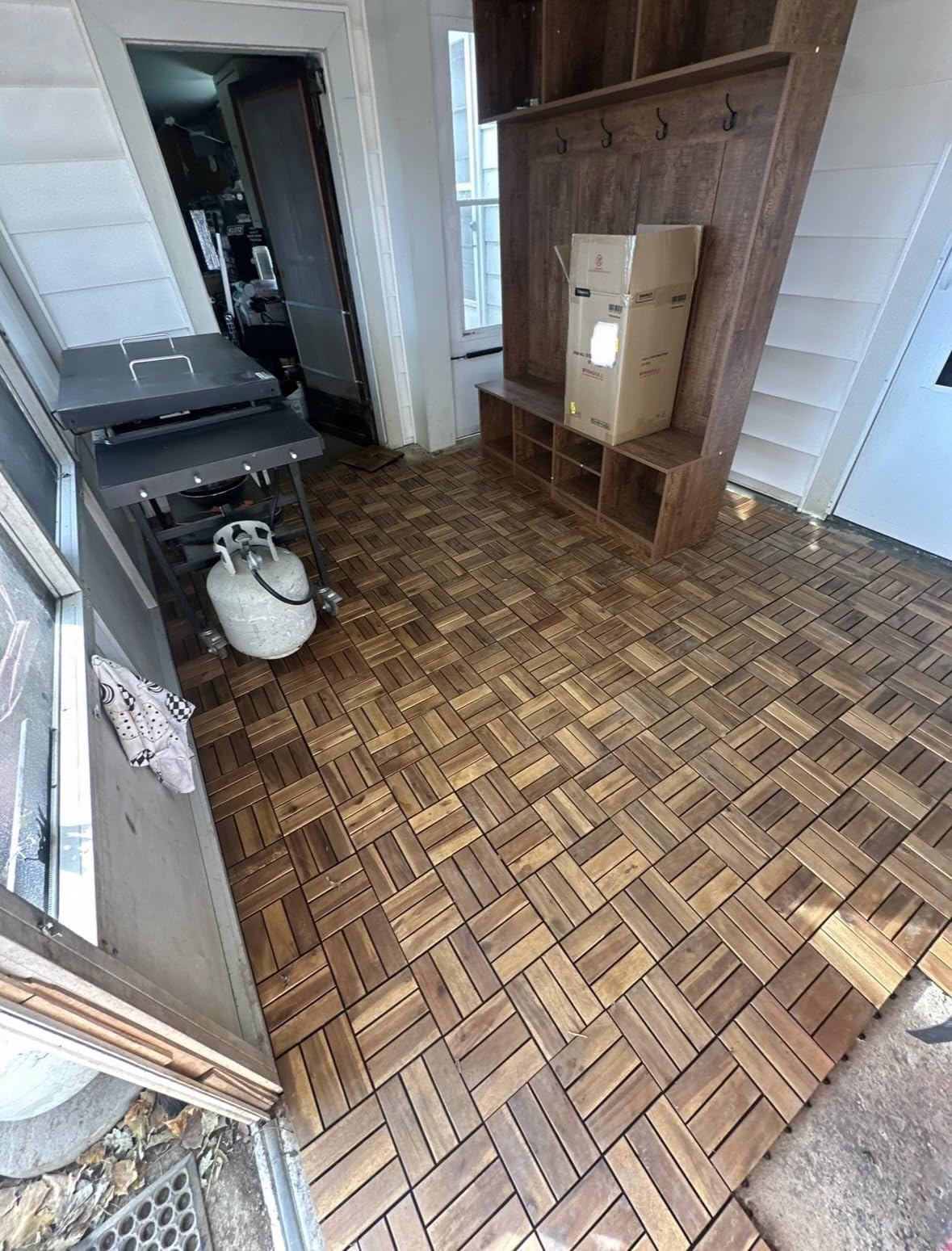 Yaheetech 54PCS Acacia Wood Deck Tiles Interlocking Patio Flooring, Wood | Acacia wood with PP base tiles provide quick assembly, patio upgrades, and easy cutting for customized outdoor spaces. customer photo 2
