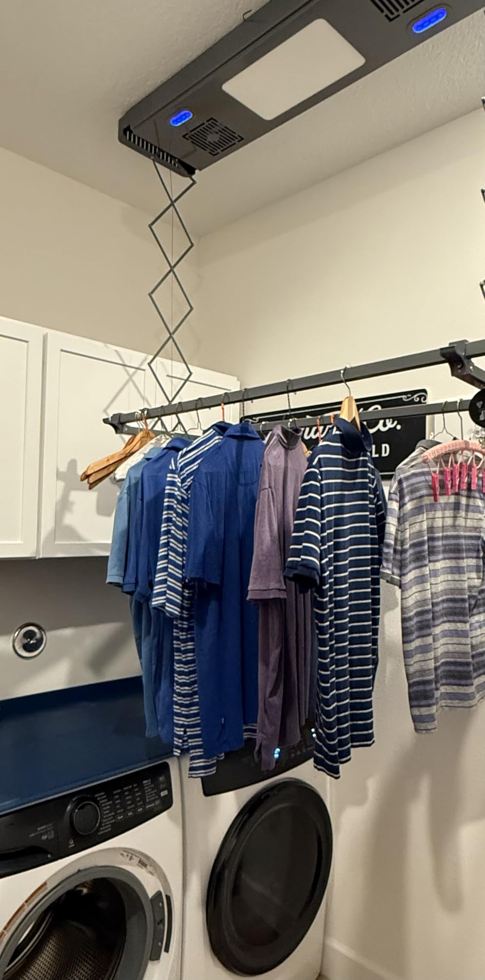 Electric Ceiling Clothes Drying Rack with Drying/Remote 110V-120V, Light 24W, Ceiling Clothesline with Built-in Timer Heater, for Laundrys/Indoors/Garage/Small Space customer photo 2