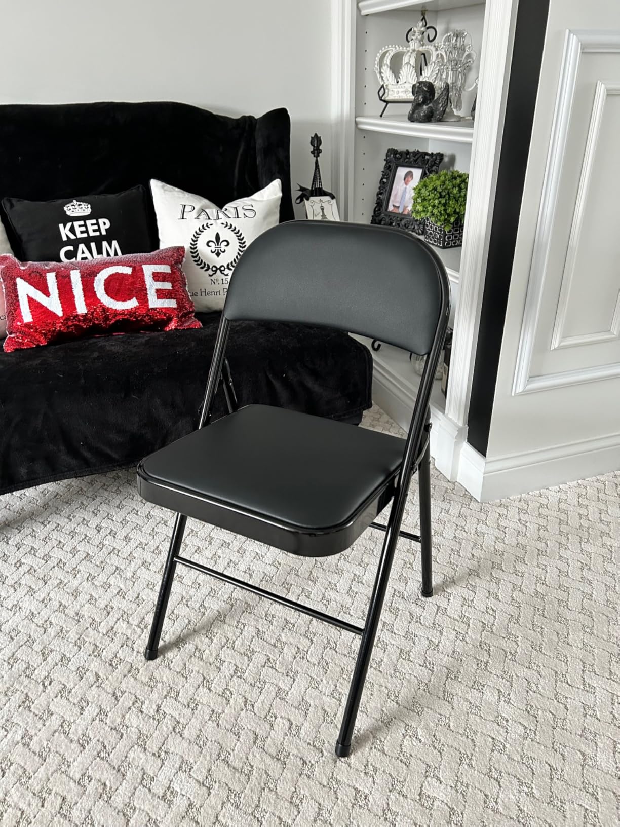 Sweetcrispy Foldable Chairs 12 Pack, Padded Folding Chairs | Sturdy Metal Frame, Easy to Use and Store, Outdoor Indoor, Home Office, Party, Comfy customer photo 2