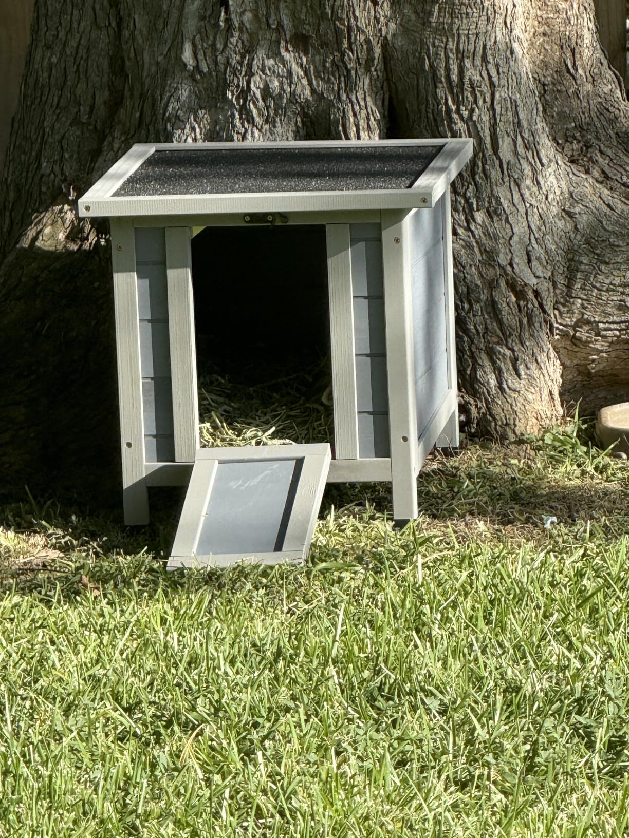 Coziwow Rabbit Hutch Indoor Outdoor, Nonslip Ramp Small Animal Cage, Gray | Wooden openable cage for bunnies, cats, chickens, ducks & small pets. Easy to move, secure shelter. Ideal for indoor hideout. customer photo 1