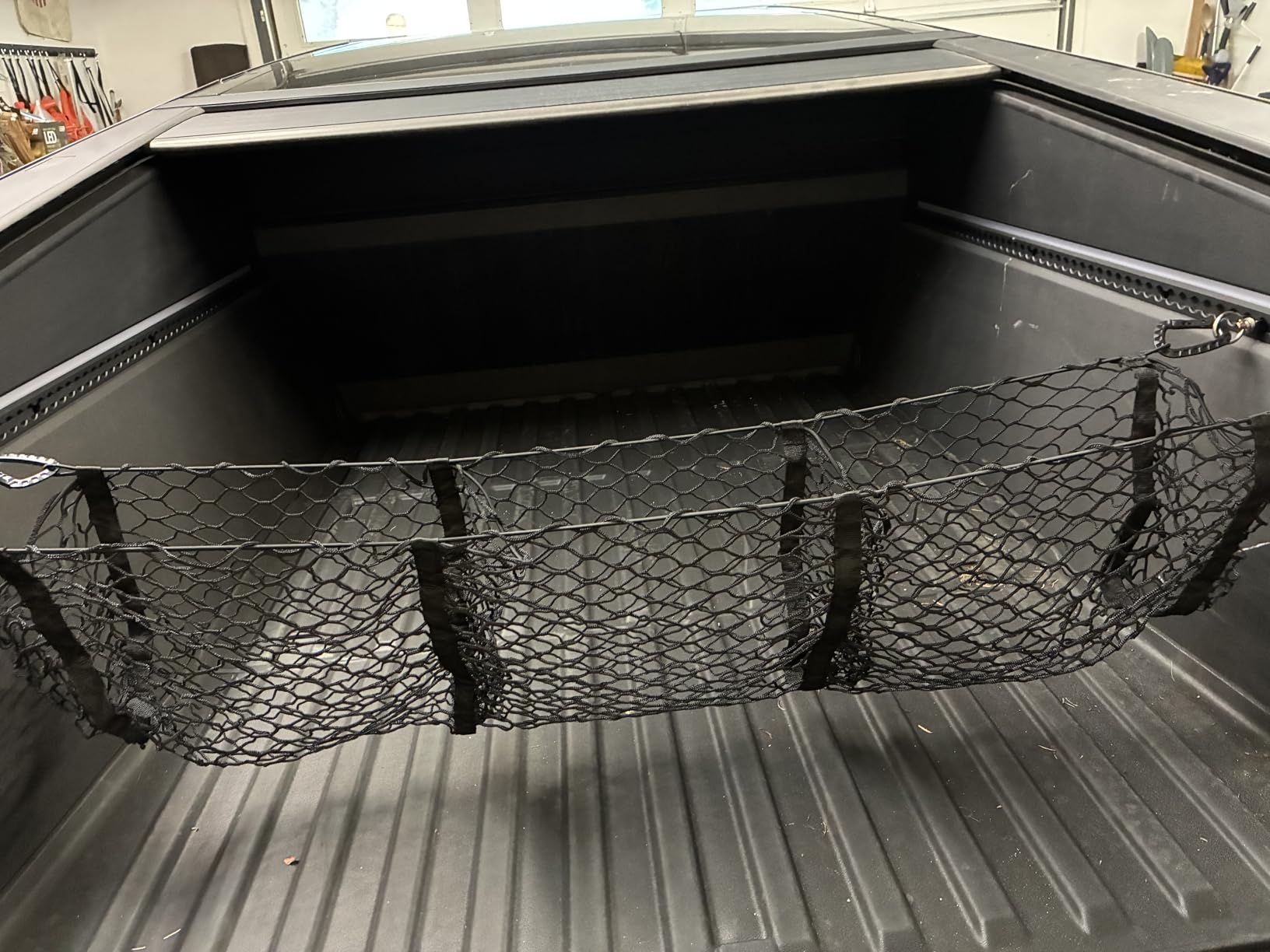 BestEvMod Cargo Mesh Net for 2024-2026 Tesla Cybertruck (3 Pocket) | extra Strong Hook Stretchable Trunk Organizer Cargo Net customer photo 1