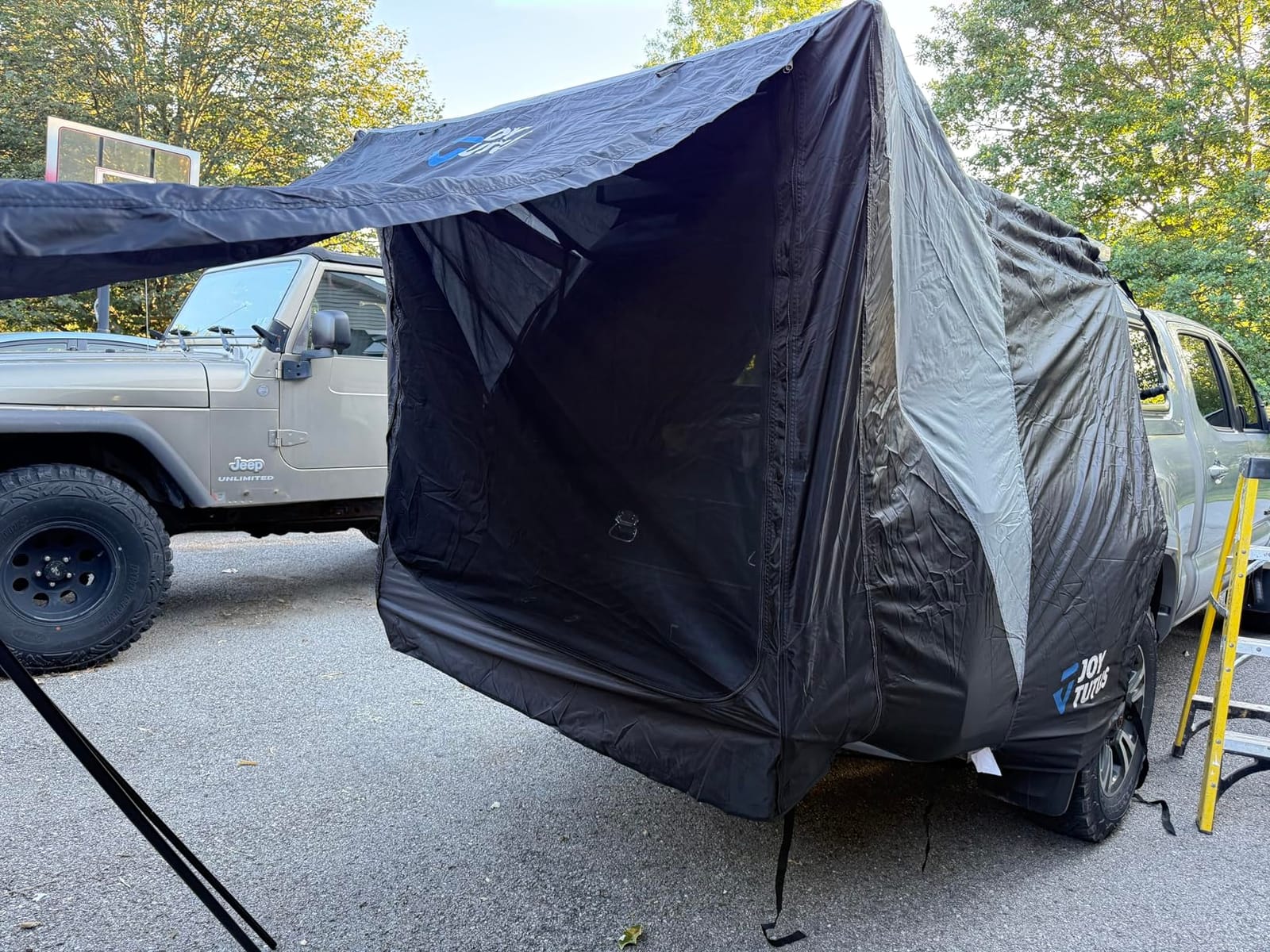 JOYTUTUS Truck Tent with Awning, Truck Bed Tailgate Tent Pickup Camping Tent Canopy (Only Fits Full-Size Truck with Soft Topper or Camper Shell) customer photo 2