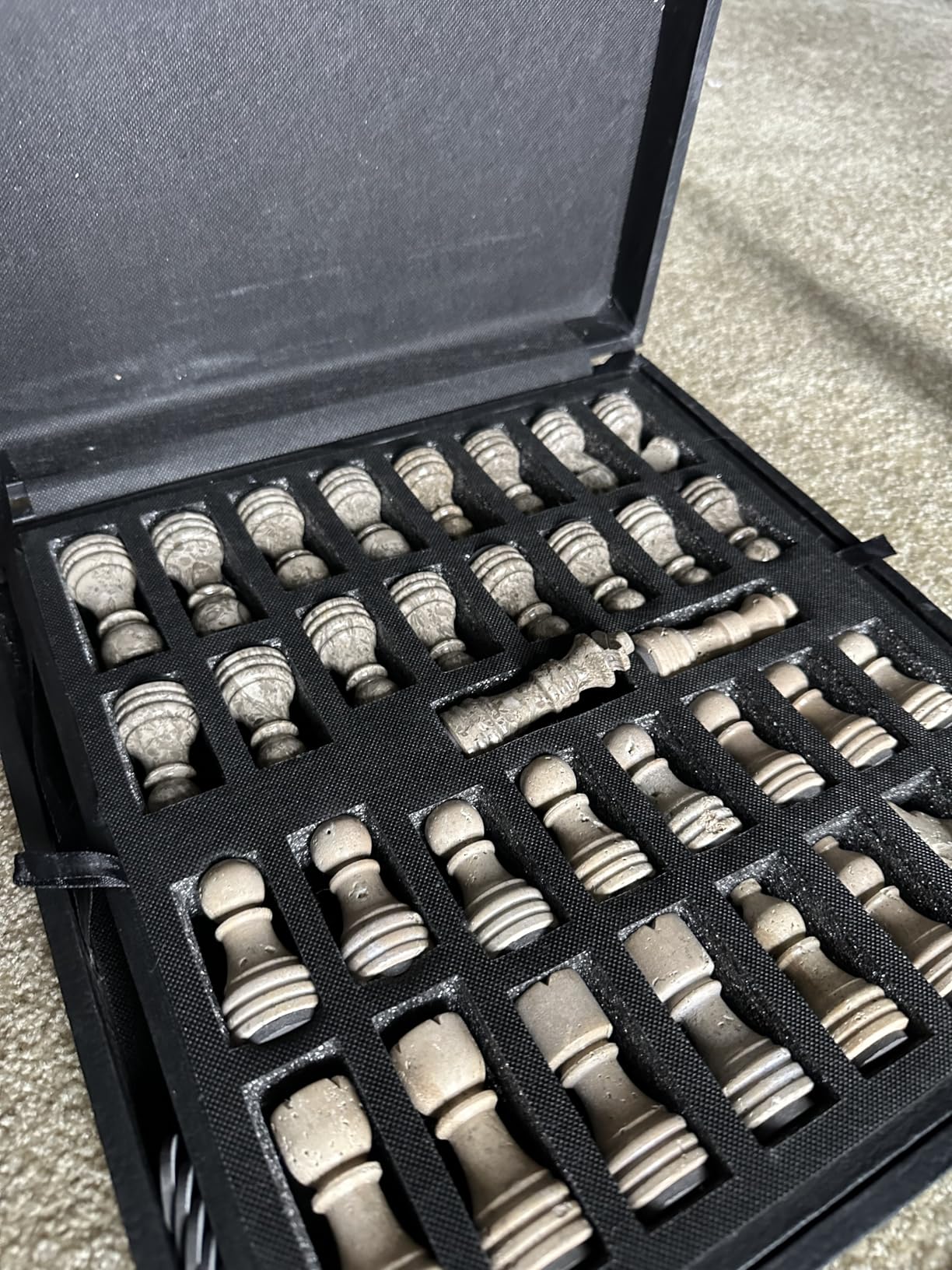 Marble Chess Set for Adults 12 Inch White and Travertine | Handmade Chess Board Games with Storage Box, Travel Chess Game with 32 Chess Pieces & 2 Extra Queens, Gifts & Home Décor customer photo 1