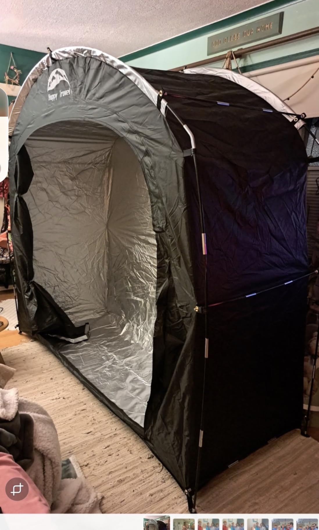 Happy Travel Bike Storage Shed Tent, Waterproof Portable Bicycle Cover Shed | 30% More Top Storage Space for 2/3/4/5 Bikes, Clips Easy Setup Outdoor Sheds Shelter for Motorcycle, Garden Tools, Lawn Mower customer photo 2