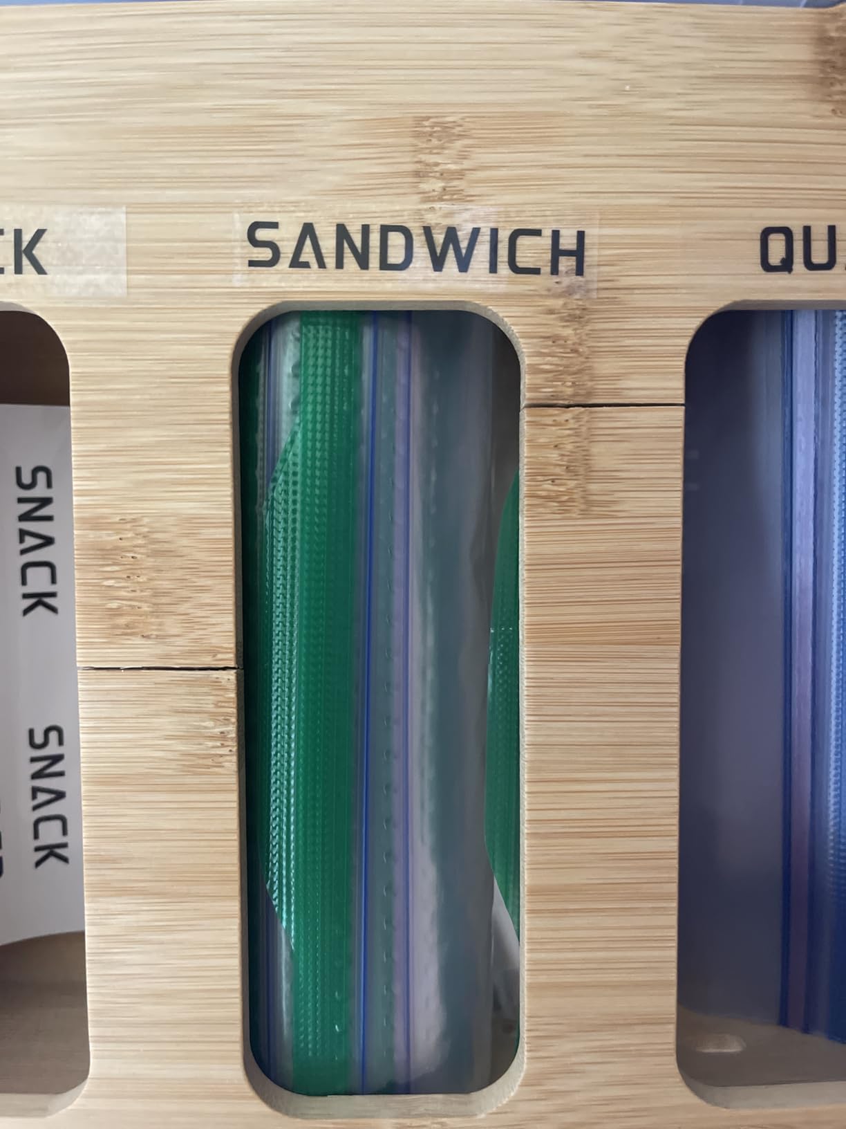 9 IN 1 Bamboo Foil and Plastic Wrap Organizer for Kitchen Drawer, Plastic Bag Organizer Organization and Storage, Food Storage Bag Organizer with Labels for Quart Gallon Snack Sandwich Bag customer photo 2