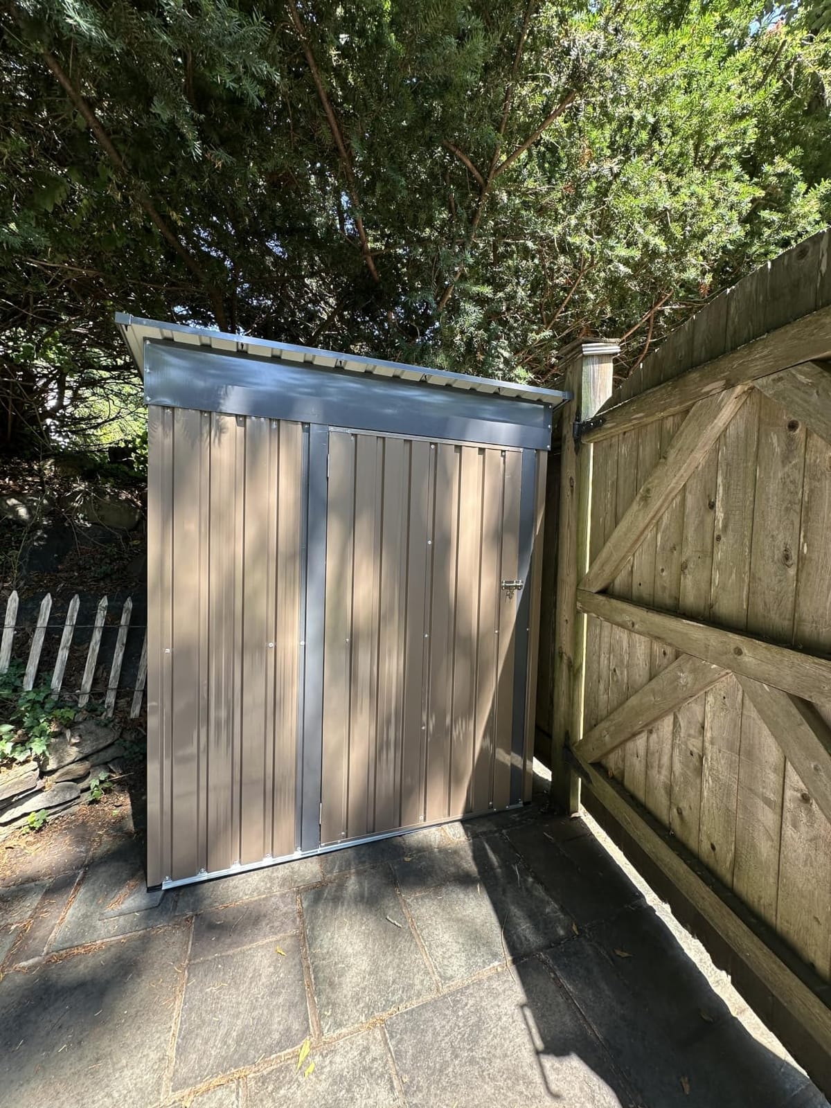 AECOJOY 3' x 6' Waterproof Metal Lean to Bike Storage Shed, Small Heavy Duty Garden Tool Shed with Lockable Doors, Ventilated Outside Storage for Backyard, Patio - Dark Grey customer photo 1