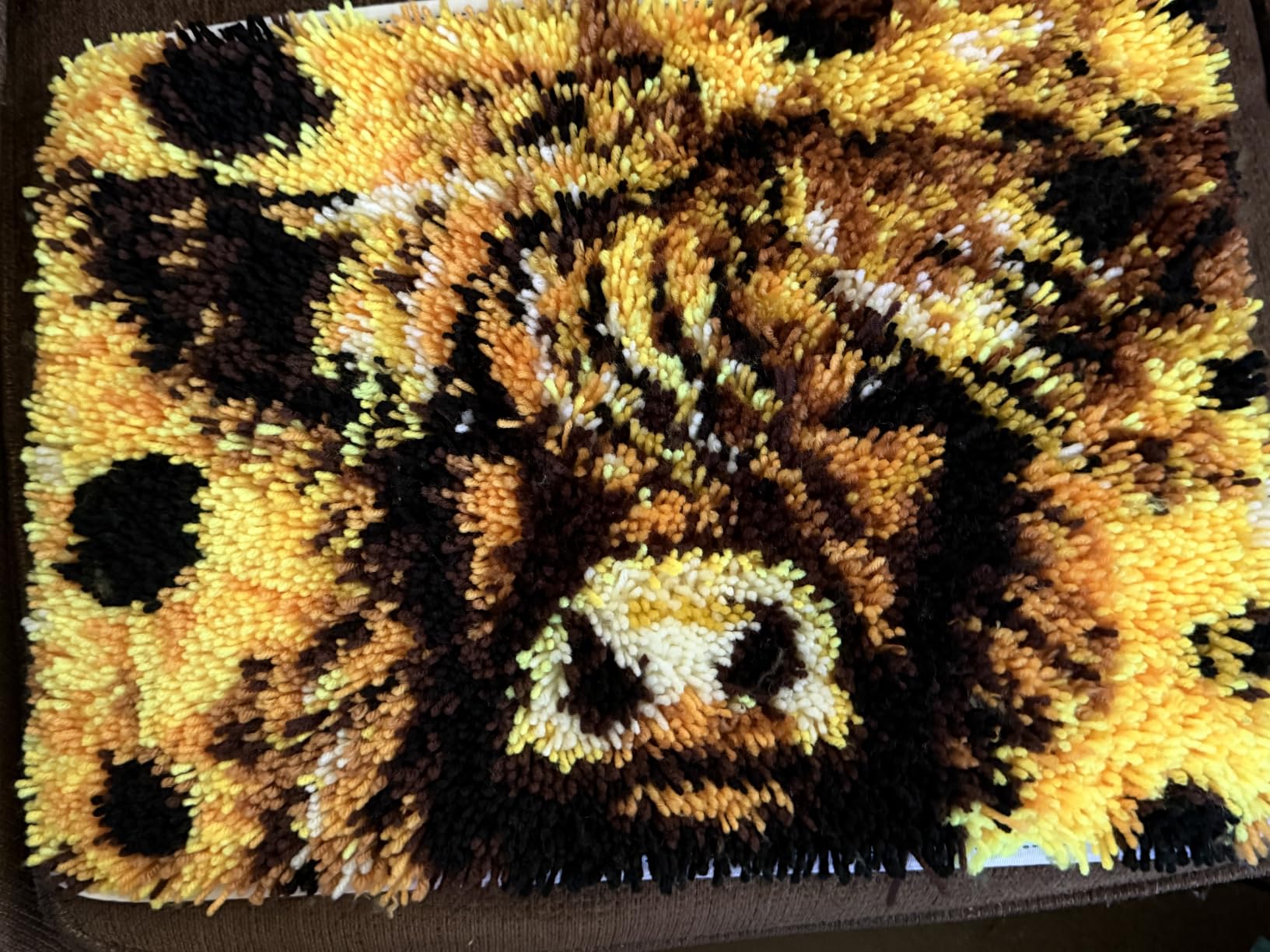 Highland Cow & Sunflowers Latch Hook Kits Rug DIY Cushion Tapestry Making Crochet Hook Mat Making Kits Color Preprinted Pattern Canvas DIY Carpet Needlework Crochet Kits 52x38cm customer photo 2
