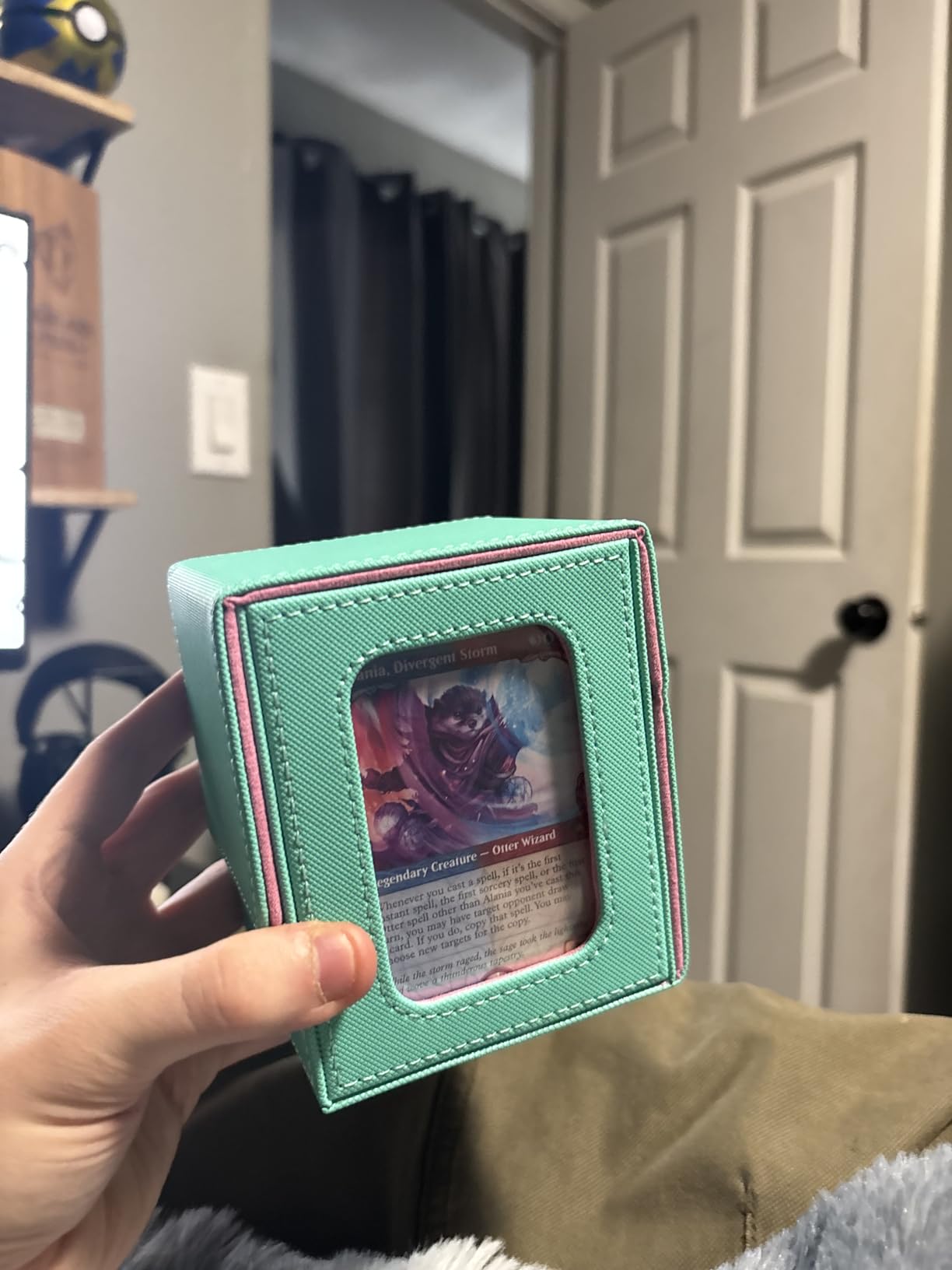 AFIING MTG Deck Box 6 In1 with MTG Playmat, Premium Card Storage Box with 5 Pcs MTG Deck Box Holds 2400+ Trading Cards (Black&Red) customer photo 2
