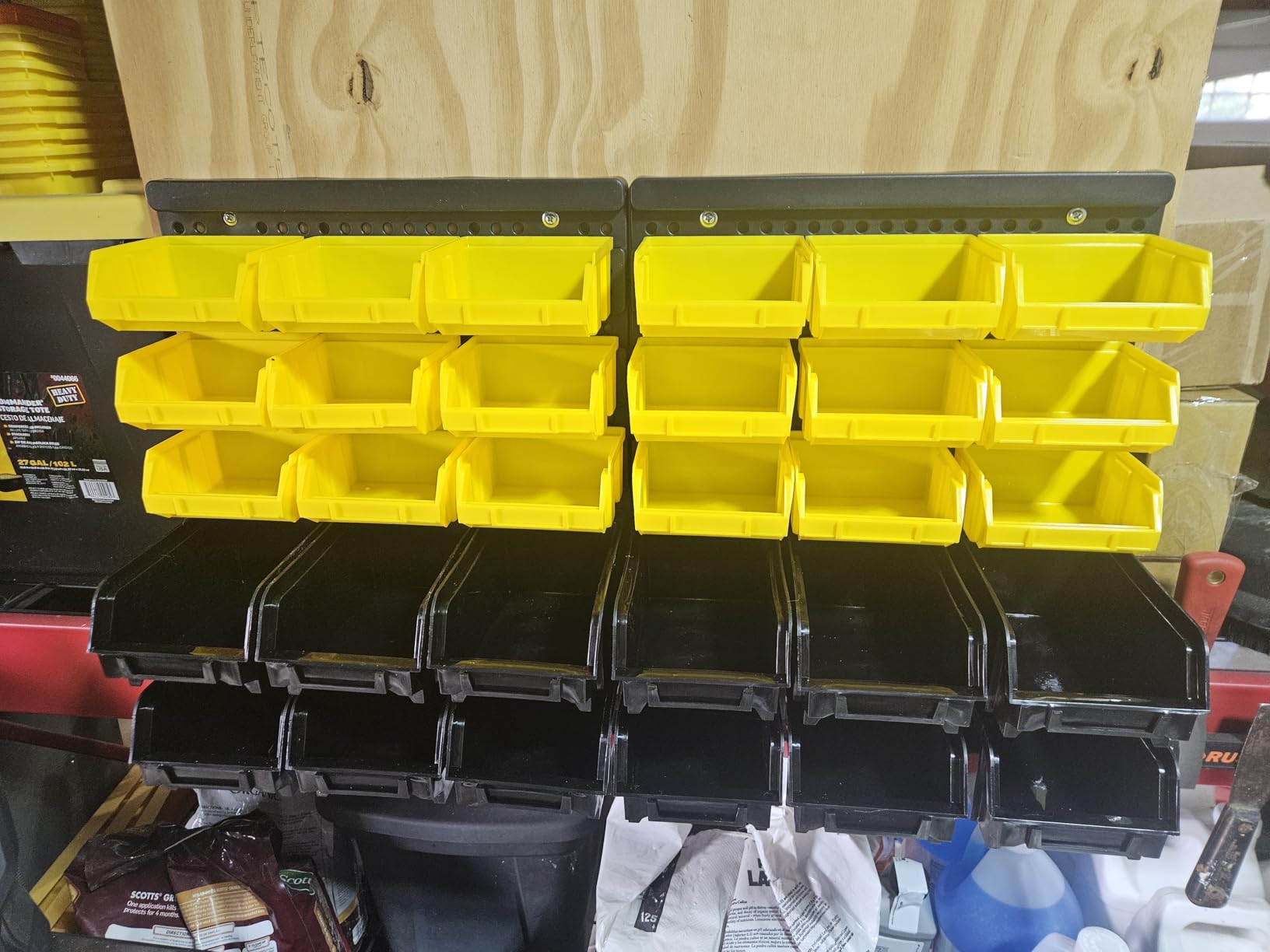 KJE 30PCS Wall Mounted Storage Bins, Plastic Tool Organizer for Garage Storage, Screws, Nuts, Bolts, Small Hardware Parts -Black, Yellow customer photo 2
