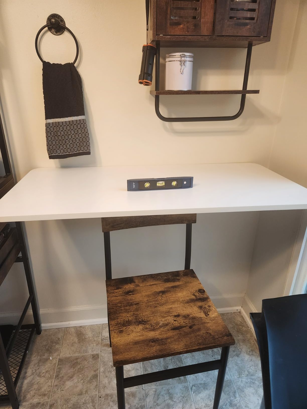 Laundry Folding Table, 32'' x 16'' Wooden Wall Mount Desk, Laundry Table for Folding Clothes, White, 32'' Length customer photo 2