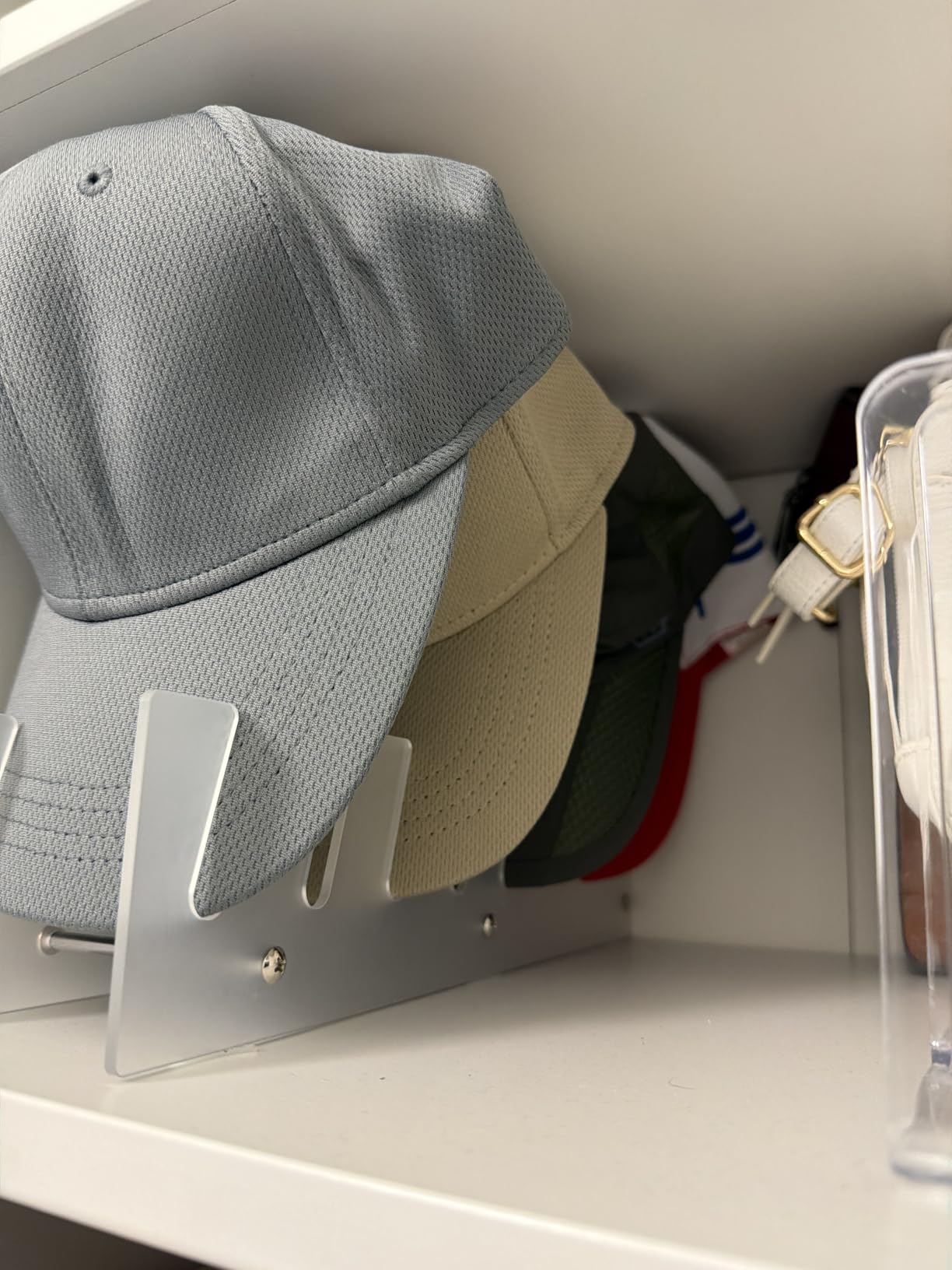 CARUUYI Hat Organizer for Baseball Caps, 2 Pack Clear Acrylic Hat Rack | Holds Up to 16 Caps, Freestanding Cap Storage and Display Stand for Closet, Bedroom and Dresser customer photo 1
