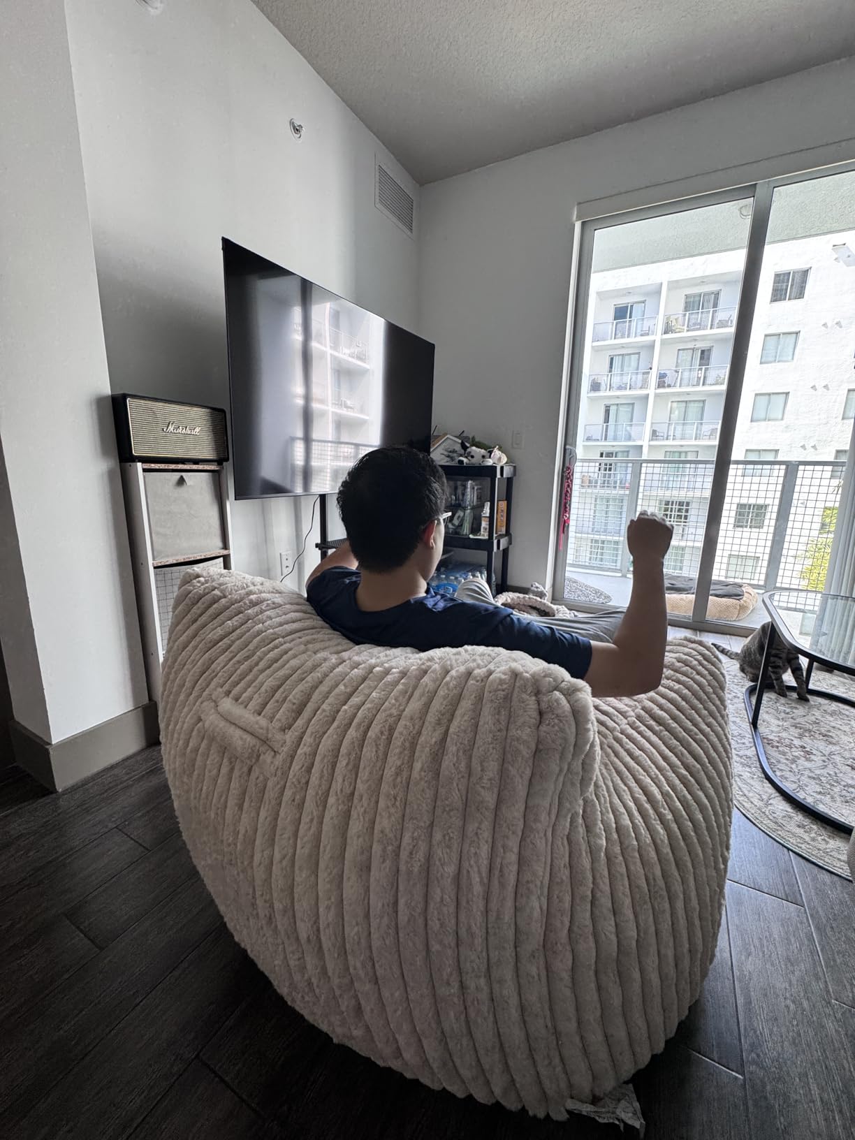 Achicsofar Bean Bag Chair for Adults Teens, Giant Faux Fur Beanbag Armchair | Armrests, Supportive Backrest, Memory Foam Filling, Strap Handle, Reading, Living Room, Bedroom, Dorm, Apartment, Office customer photo 2