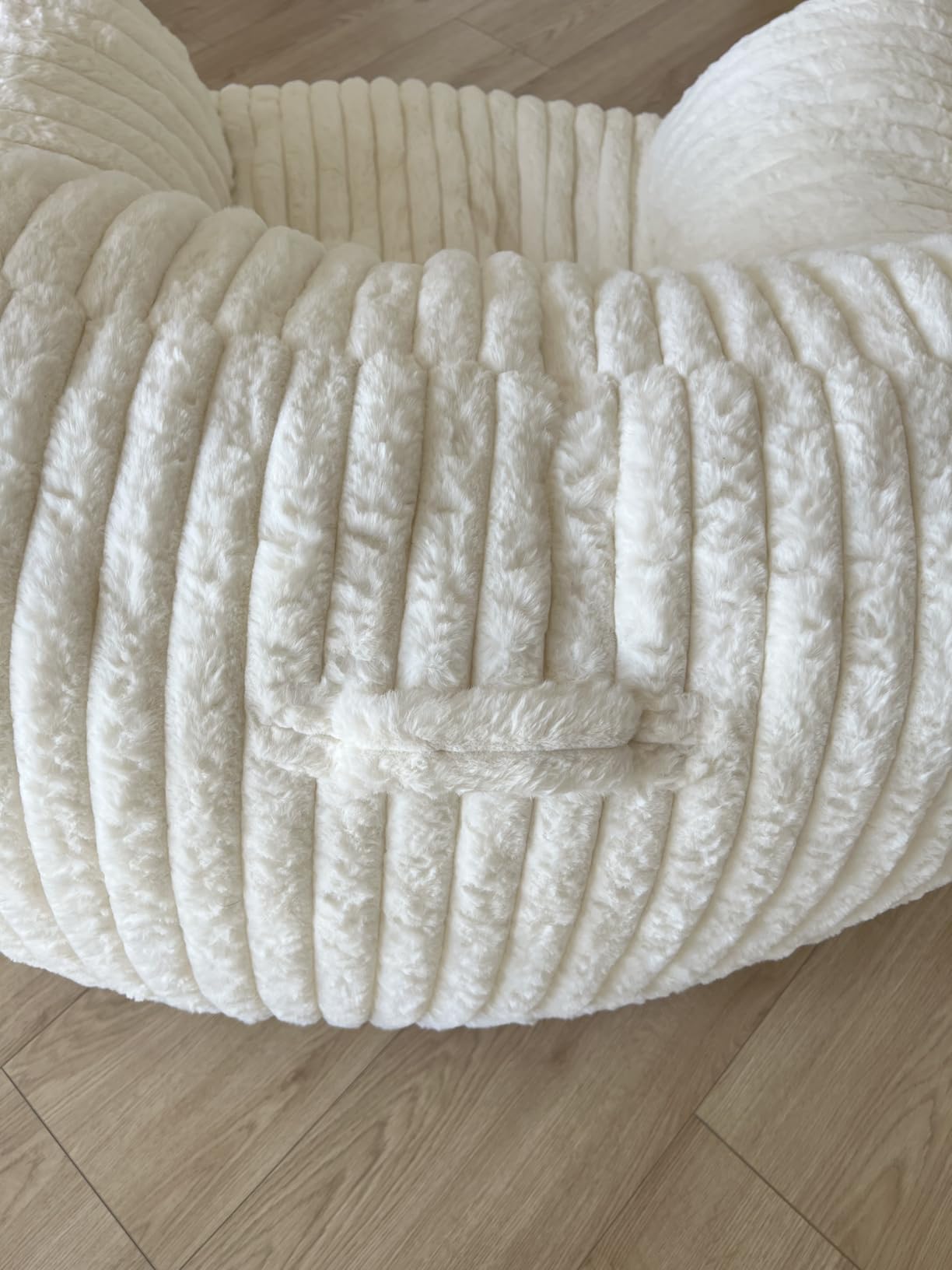 Giant Bean Bag Chair for Adults Teens with Armrest Large BeanBag Couch Sofa | with Foam Filling,Back Support,Comfy Faux Fur,Beige Plush Reading Chair Floor Sofa for Bedroom,Living room,Dorm customer photo 1