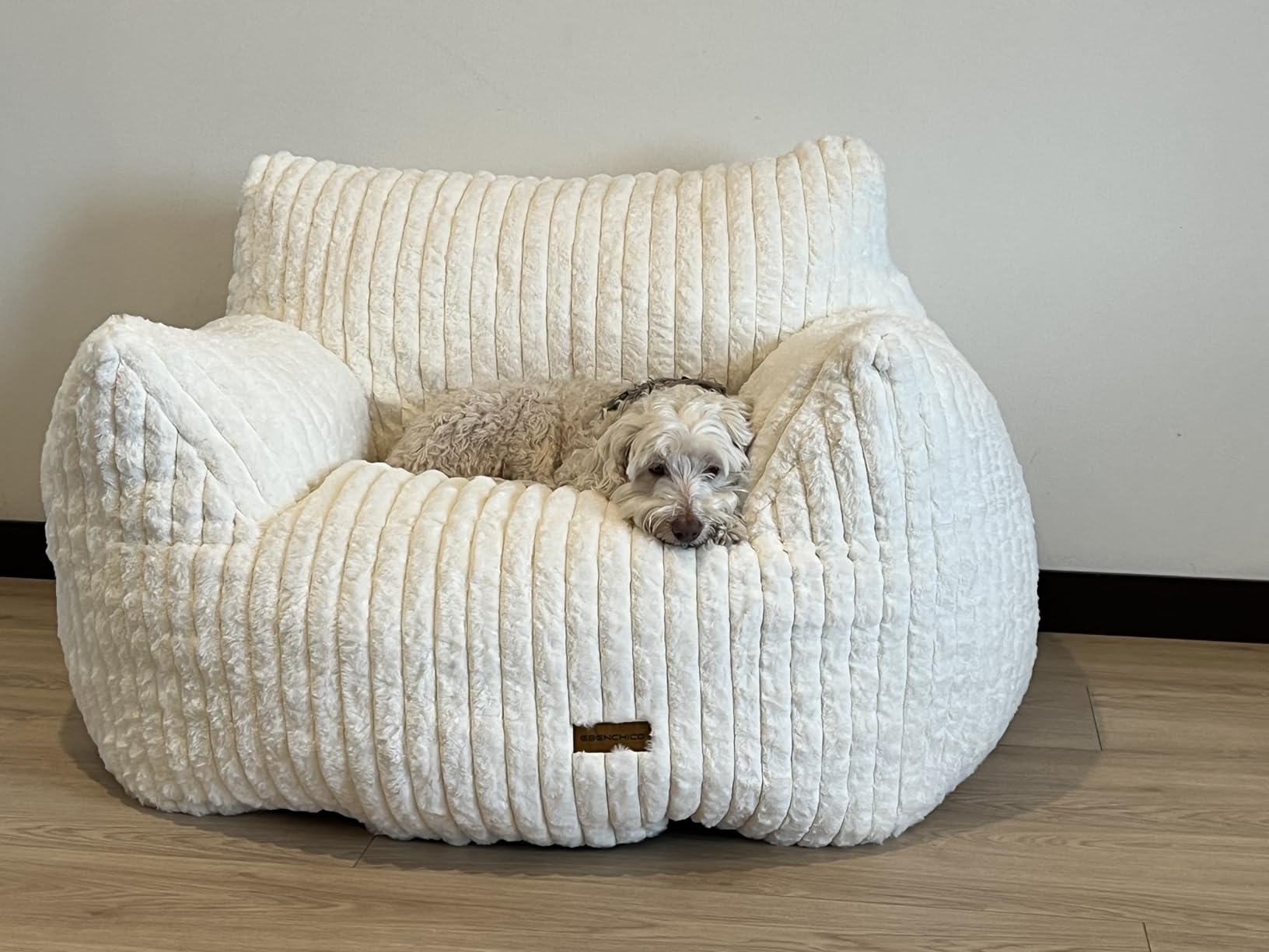 Giant Bean Bag Chair for Adults Teens with Armrest Large BeanBag Couch Sofa | with Foam Filling,Back Support,Comfy Faux Fur,Beige Plush Reading Chair Floor Sofa for Bedroom,Living room,Dorm customer photo 2