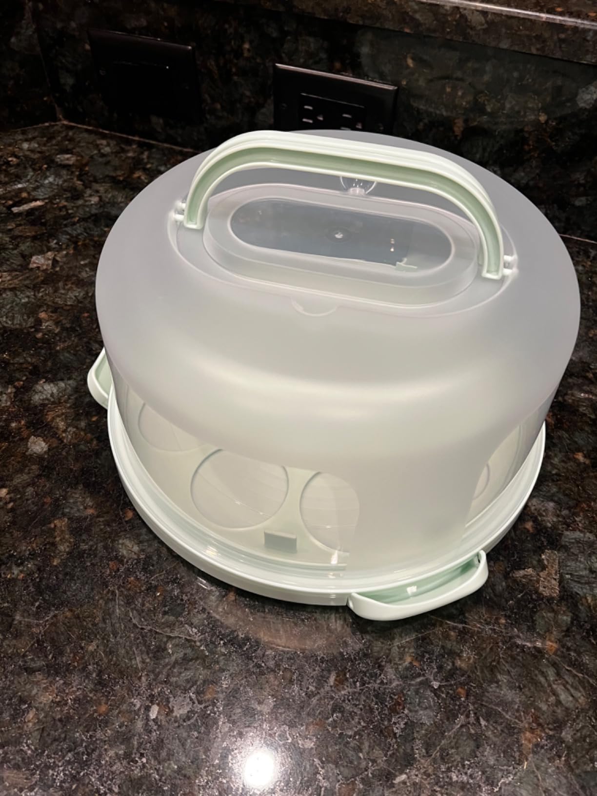 Cake Carrier with Lid and Handle - Cake Containers, BPA-Free, Perfect Gifts | Cake Holder for 10 in Cake with 2 Handles Cupcake Carrier - Plastic Cover Two Sided Base for Transport Pie Nuts Fruit customer photo 2