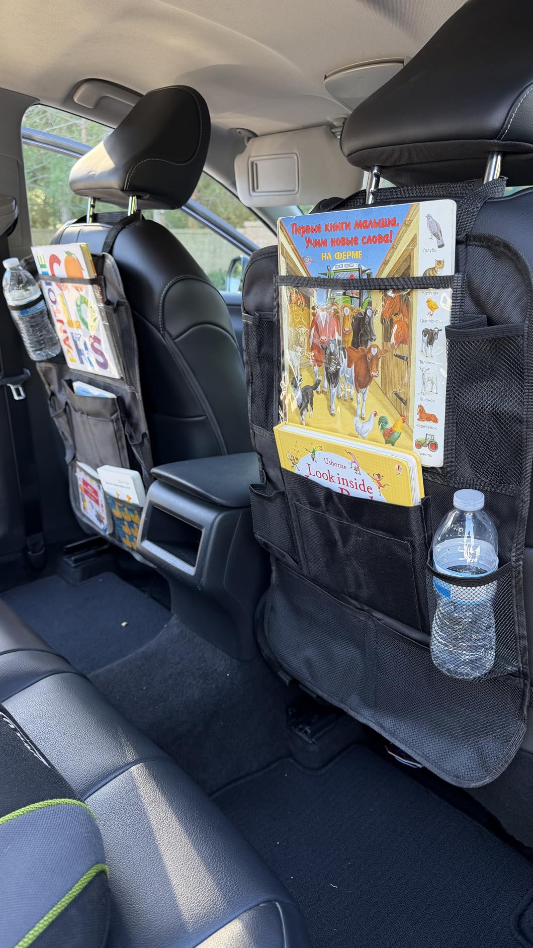 New Fi Backseat Car Organizer (20 Storage Pockets), Come with Free 1 Seat Net and 2 Headrest Hook, Touch Screen Tablet Holder, Divider for Driving Safely Children & Pets, Car Organizer (Black) customer photo 1
