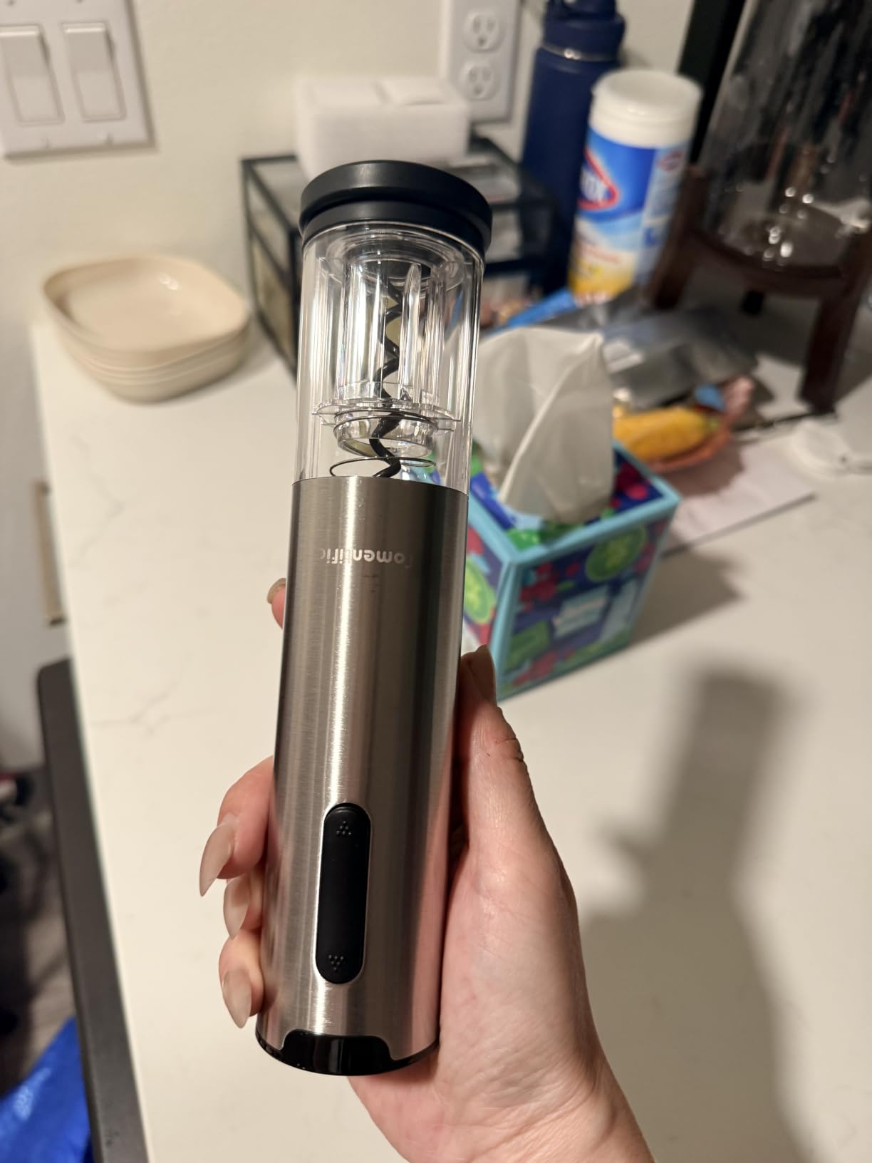Electric Wine Opener Tomentific, Rechargeable Automatic Wine Corkscrew Bottle Opener With Foil Cutter, Type-C Charging Wine Openers With LED Light For Home Party Wedding Gifts (Stainless Steel) customer photo 1