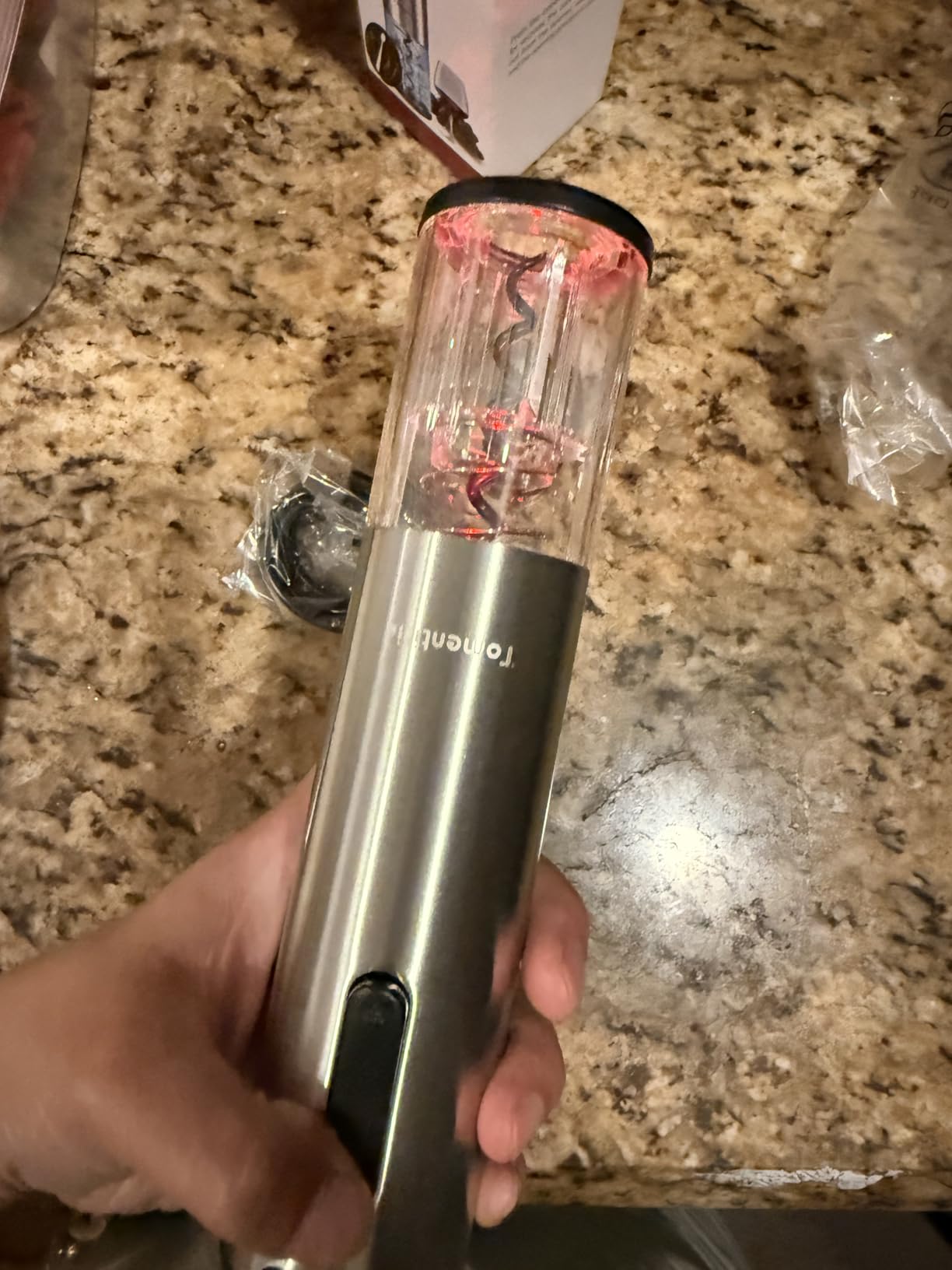 Electric Wine Opener Tomentific, Rechargeable Automatic Wine Corkscrew Bottle Opener With Foil Cutter, Type-C Charging Wine Openers With LED Light For Home Party Wedding Gifts (Stainless Steel) customer photo 2