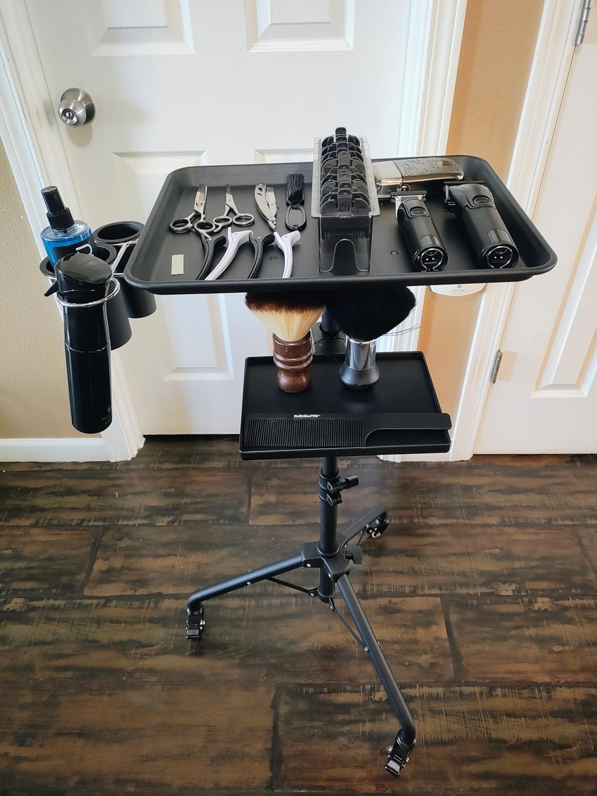 Salon Tray Cart on Wheels, Aluminum Tattoo Tray with Storage Platform, Adjustable Height Service Rolling Tray, Storage Tray Accessory for Salon Spa Dental Use, Rolling Tray Cart customer photo 2