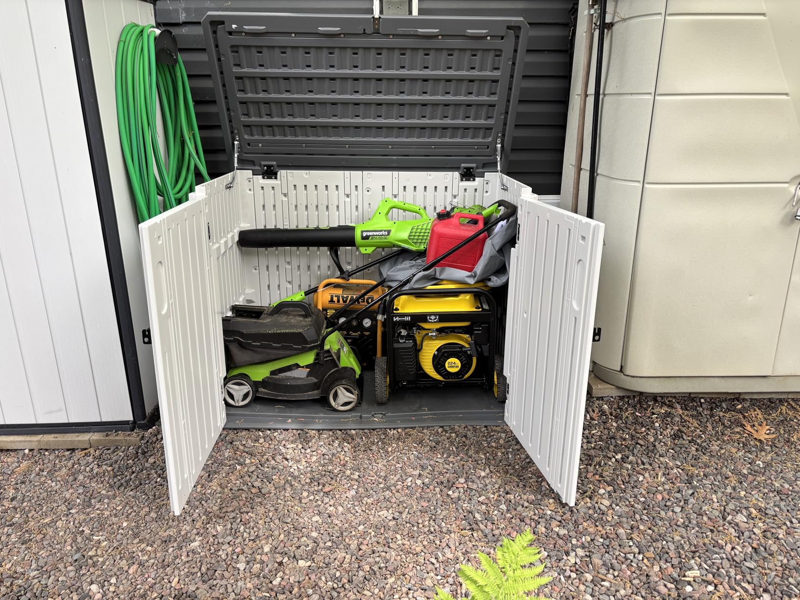 Aoxun Outdoor Storage Shed, 64 Cu.Ft Vertical Resin Sheds, White customer photo 1