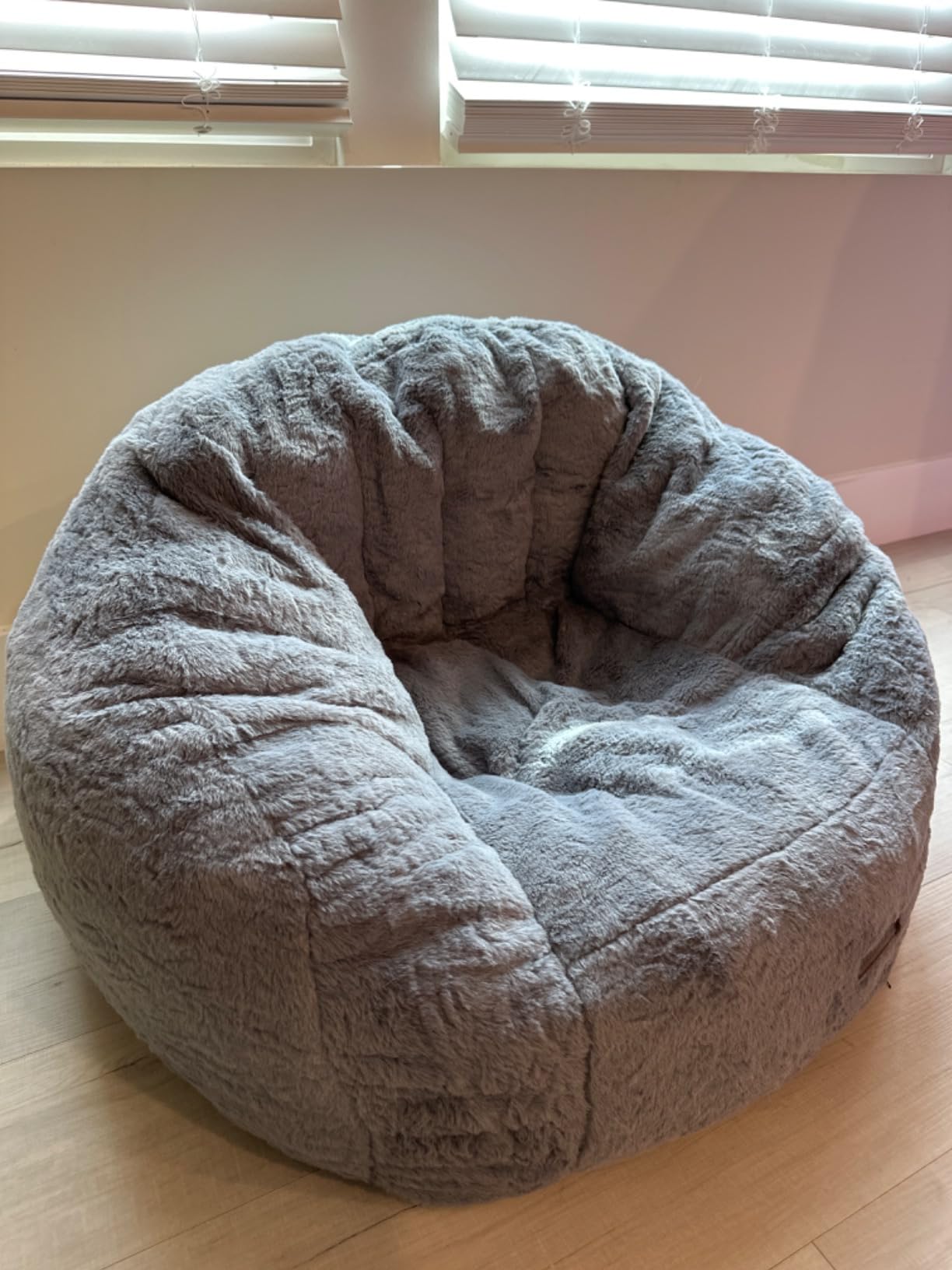 MAXYOYO Bean Bag Chair for Kids, Shell Shaped Bean Bag Sofa Floor Sofa | Toddler Chair Faux Fur Floor Sofa, Stuffed Accent Bean Bag Sofa for Playroom, Nursery Room, Pink customer photo 1