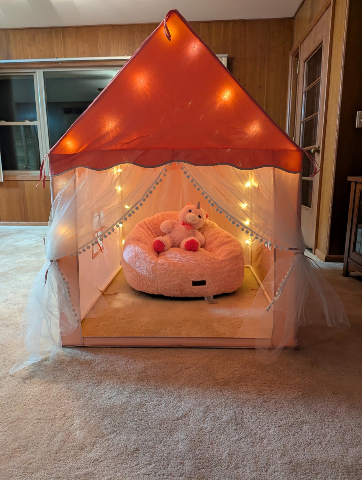 MAXYOYO Bean Bag Chair for Kids, Shell Shaped Bean Bag Sofa Floor Sofa | Toddler Chair Faux Fur Floor Sofa, Stuffed Accent Bean Bag Sofa for Playroom, Nursery Room, Pink customer photo 2