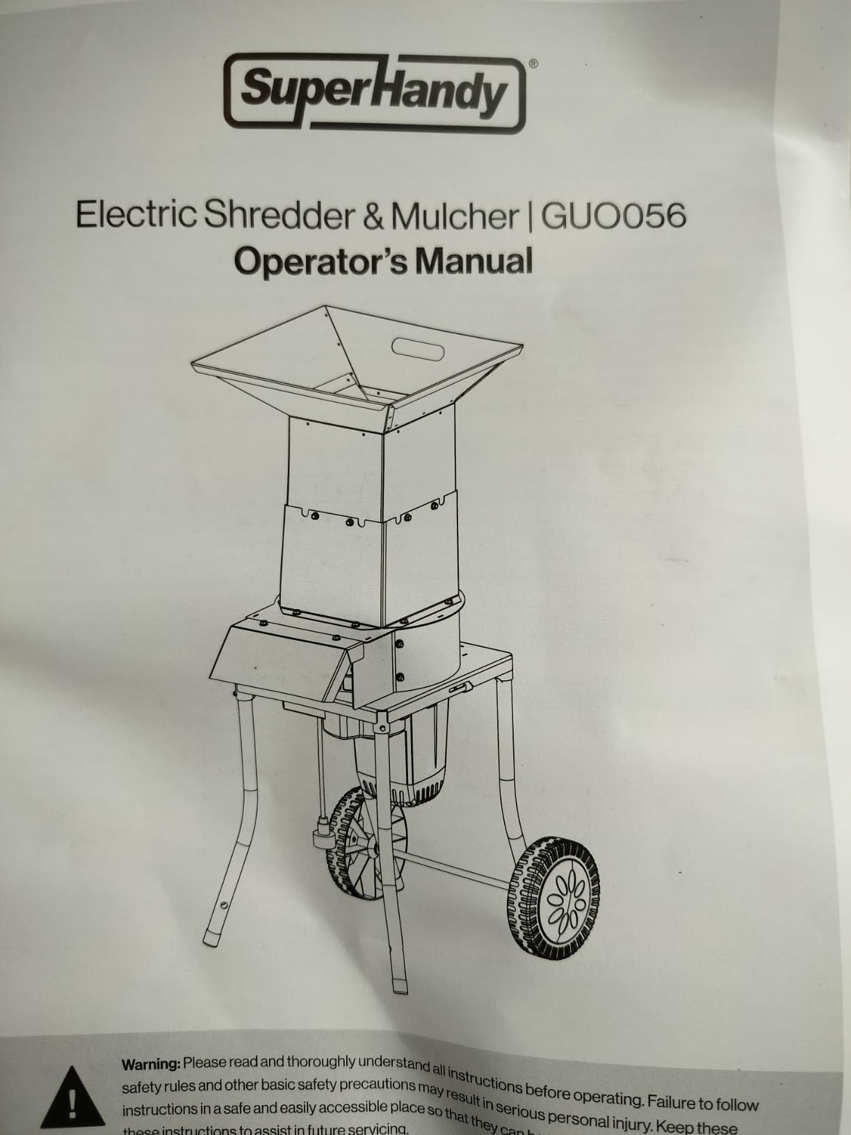 SuperHandy Electric Leaf Mulcher Shredder - Steel Construction, 15-AMP 120V AC Motor, 11