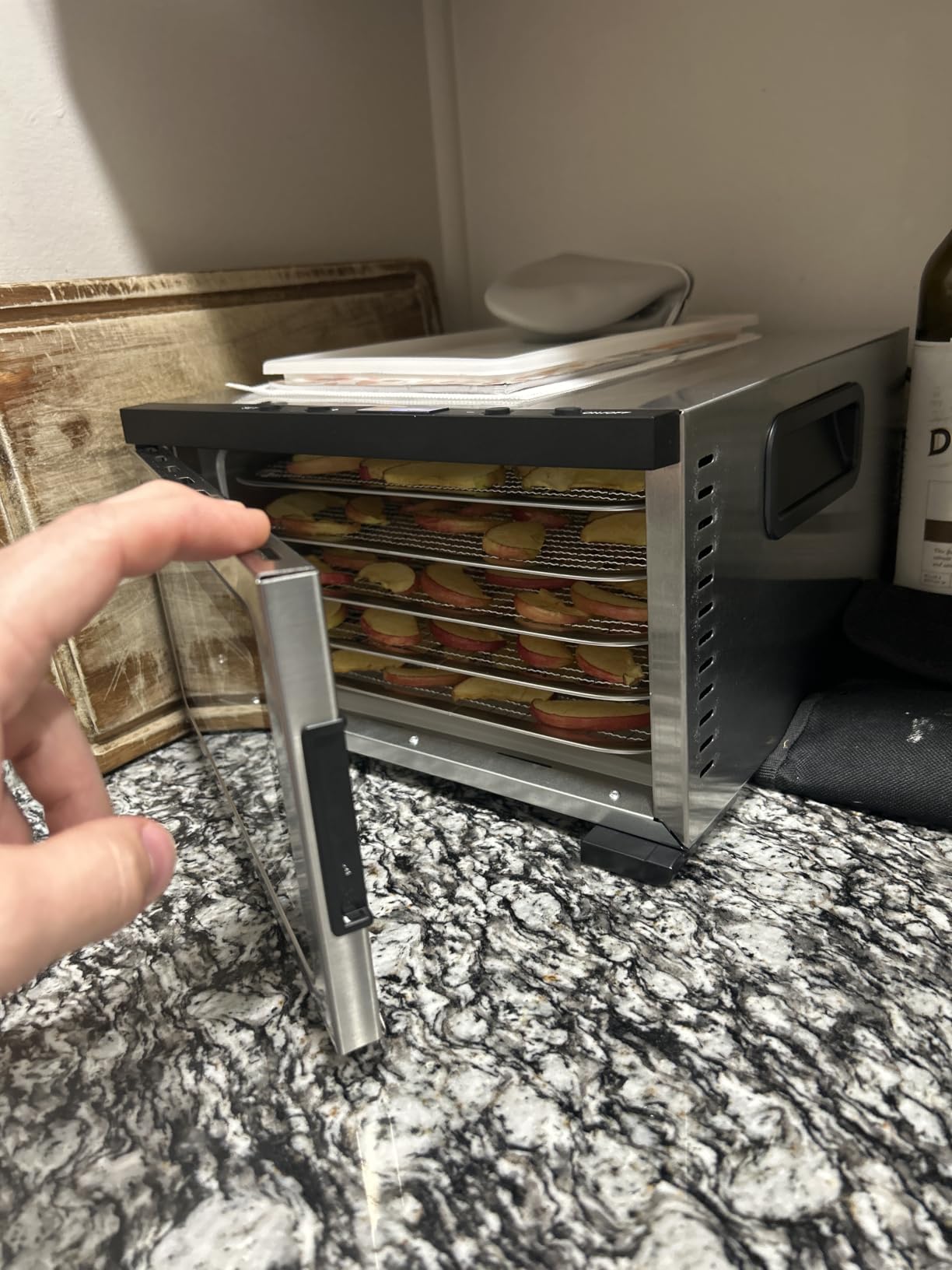 Food Dehydrator Machine - 5 Stainless Steel Trays, Digital Adjustable Timer, 400W, 176°F, Temperature Control, Mini Dryer for Jerky, Herb, Meat, Beef, Fruit and Dog Treats, Model 2015YJ, Silver customer photo 1