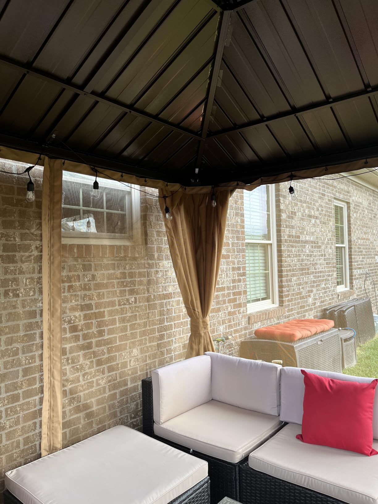 EROMMY 12' x 20' Hardtop Gazebo, Aluminum Frame Gazebos with Galvanized Steel Double Roof, Permanent Outdoor Metal Pavilion with Curtain and Netting for Patio, Lawn, Deck customer photo 1