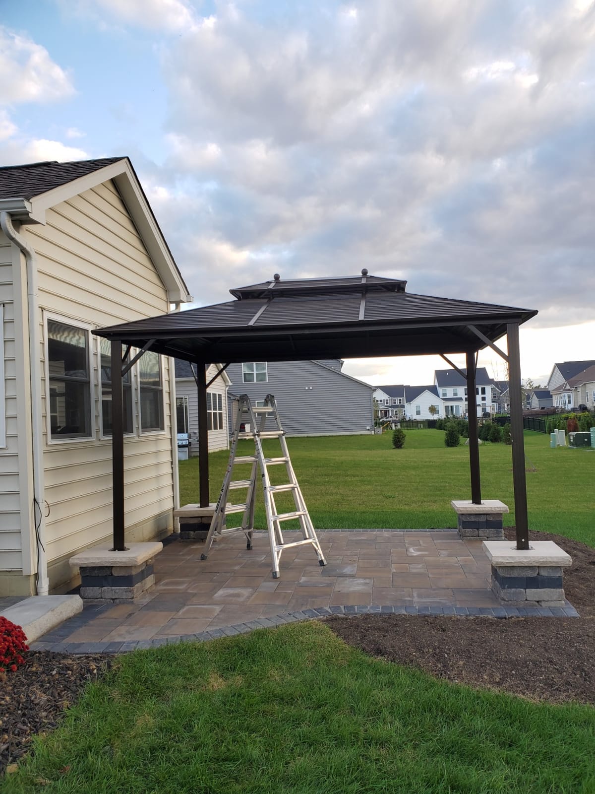 EROMMY 12' x 20' Hardtop Gazebo, Aluminum Frame Gazebos with Galvanized Steel Double Roof, Permanent Outdoor Metal Pavilion with Curtain and Netting for Patio, Lawn, Deck customer photo 2