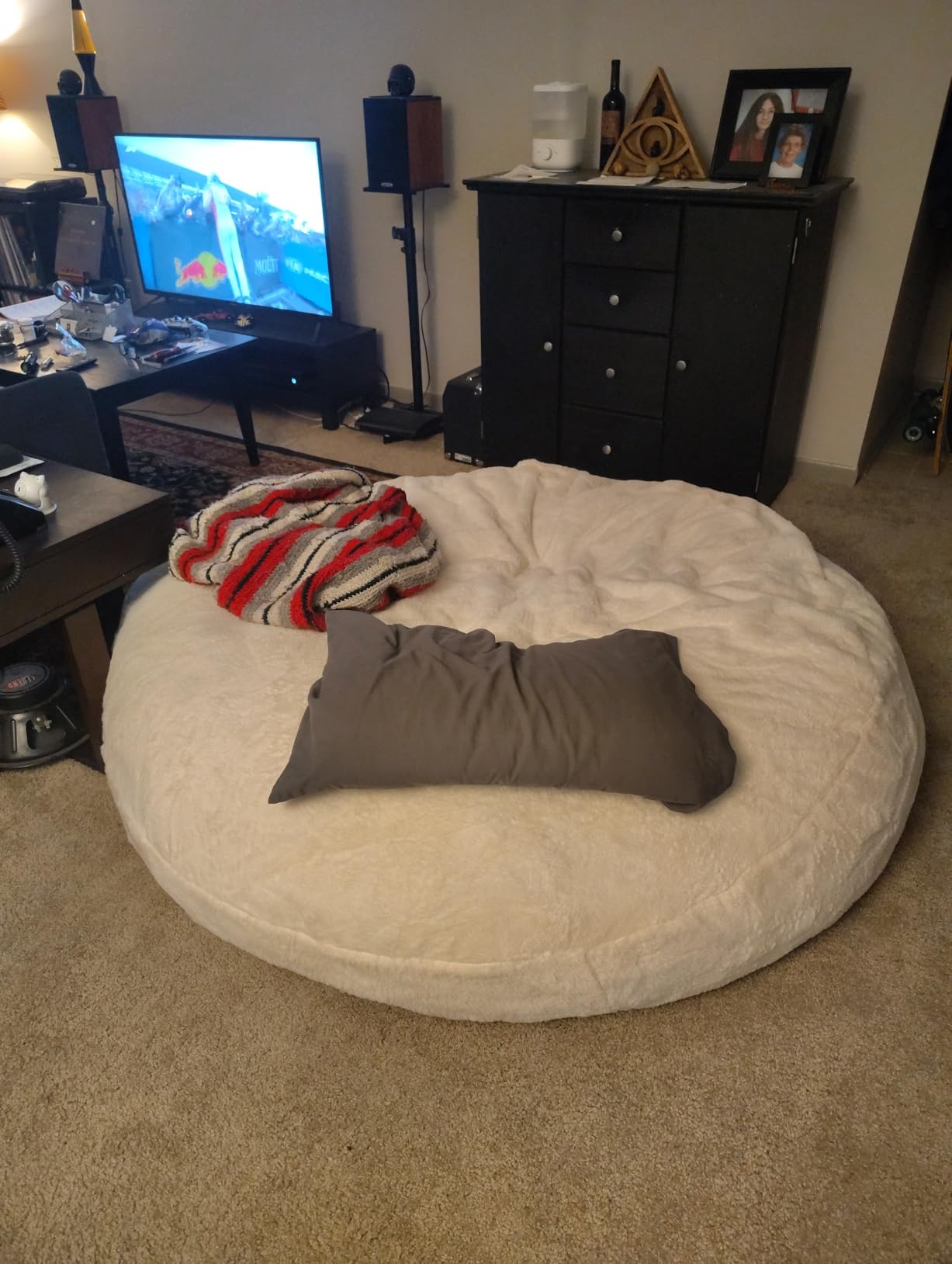 Hobestluk 3ft Bean Bag Chairs for Adults Large Beanbag Chair with Plush Faux Fur Cover Big Bean Bag Chair for Living Room Bedroom Dorm Office - Grey (36