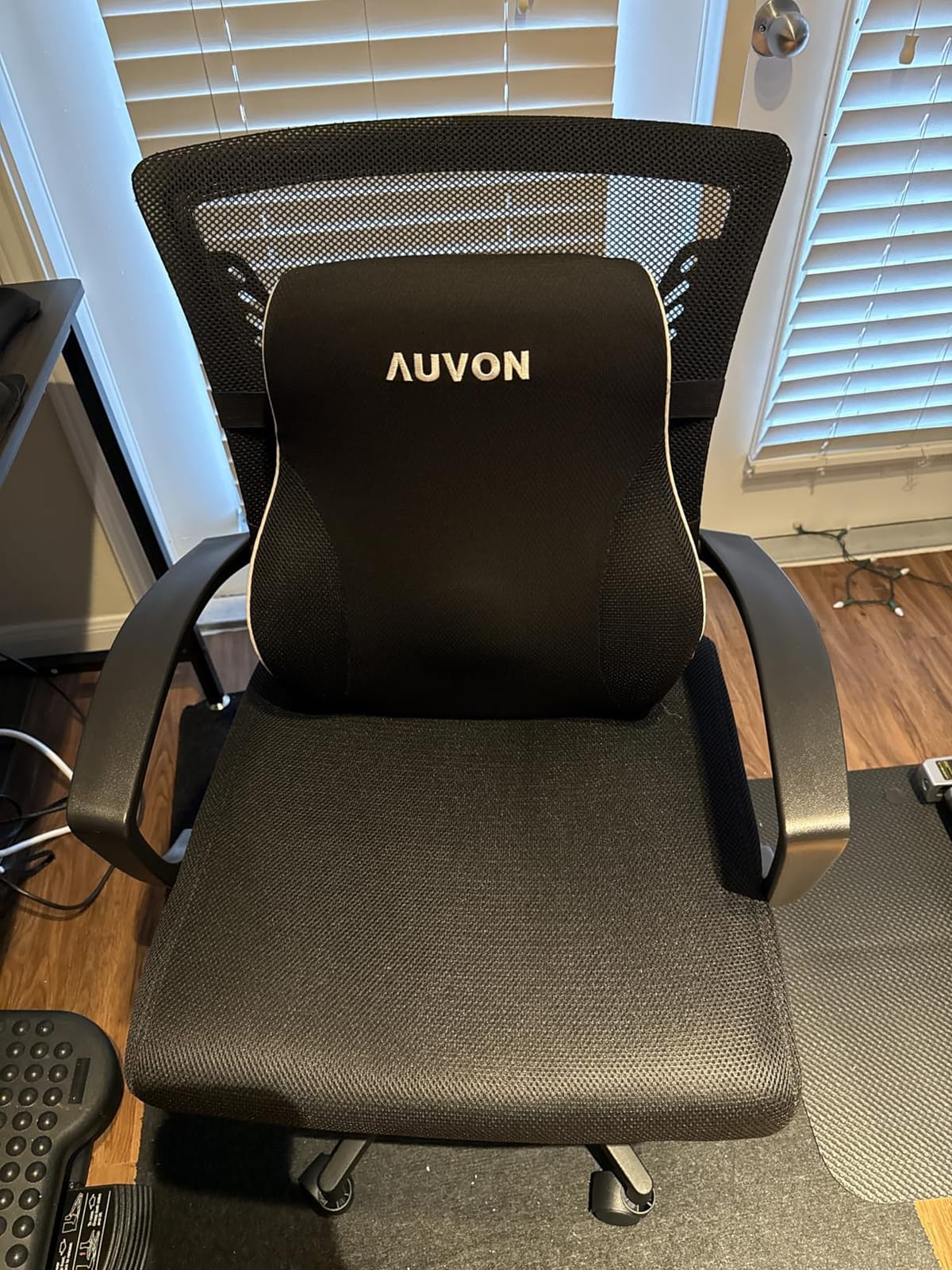 AUVON Lumbar Support Pillow for Office Chair with Patented Bulge for Lower Back Support, Ergonomic Office Home Essentials Improve Posture, Memory Foam Chair Cushion with Straps for Home, Office, Car customer photo 1