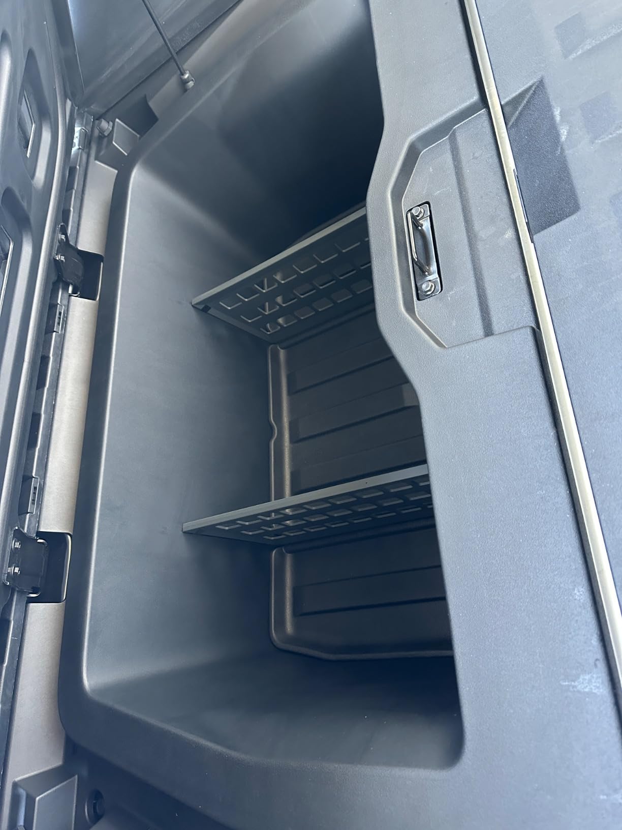 2PCS Gear Locker Dividers for Tesla Cybertruck 2024-2026 Truck Bed Divider Trunk Lower Bed Storage Molle Panel Dividers Cybertruck Accessories PP Material Powder Coated Finish customer photo 2