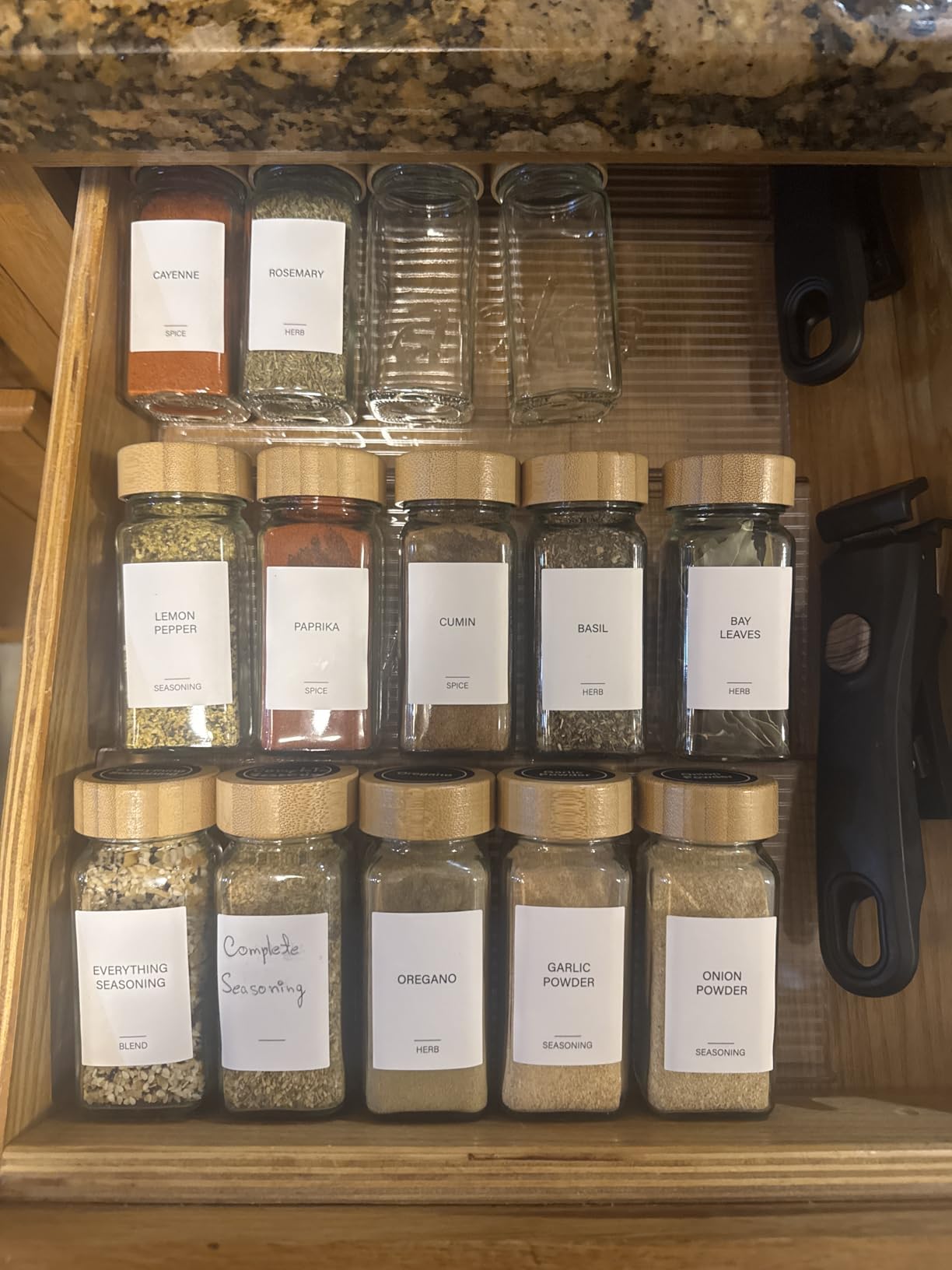 PanPanPal Spice Drawer Organizer, 8 Pack Clear Seasoning Organizer Rack | Expandable From 11