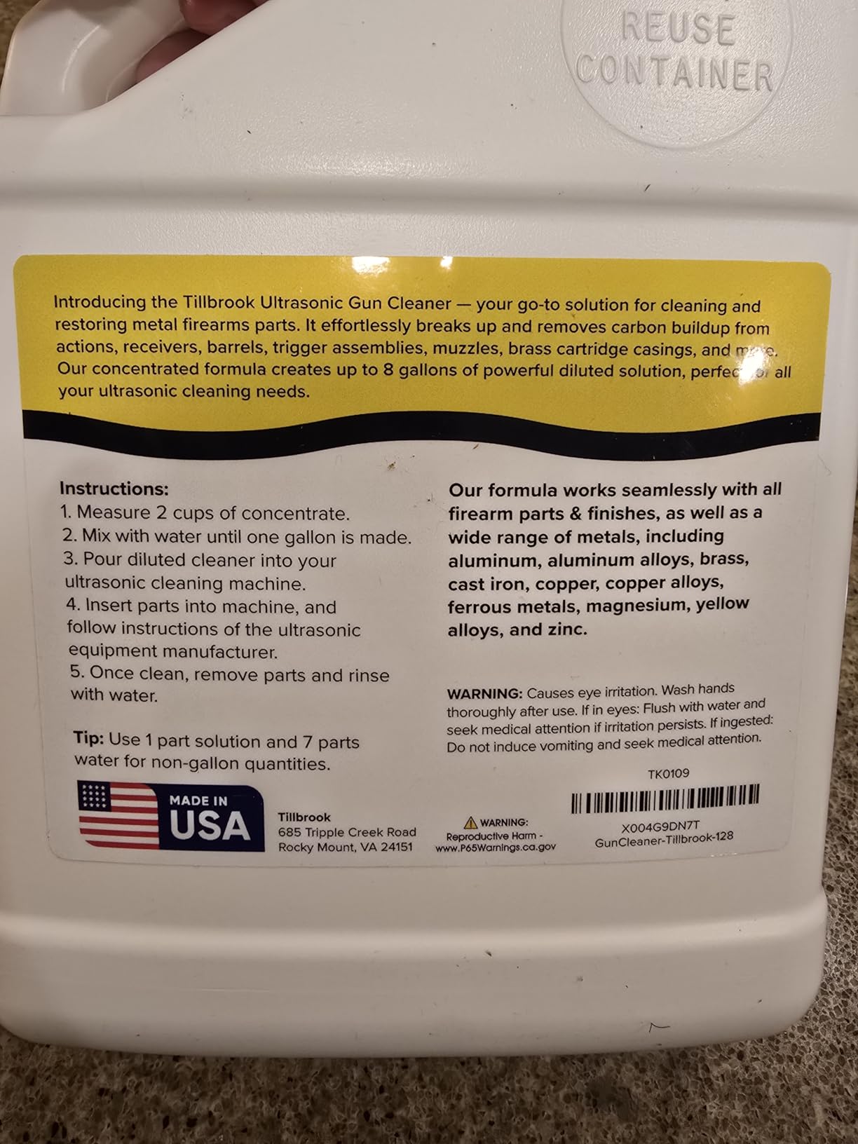 Ultrasonic Gun Cleaner Concentrate, Makes 8 Gallons, for Firearms and Parts | 128 oz Cleaning Solution for Guns, Pistols, & Gun Parts - Safe for Most Gun Finishes - Removes Oil & Grease customer photo 2