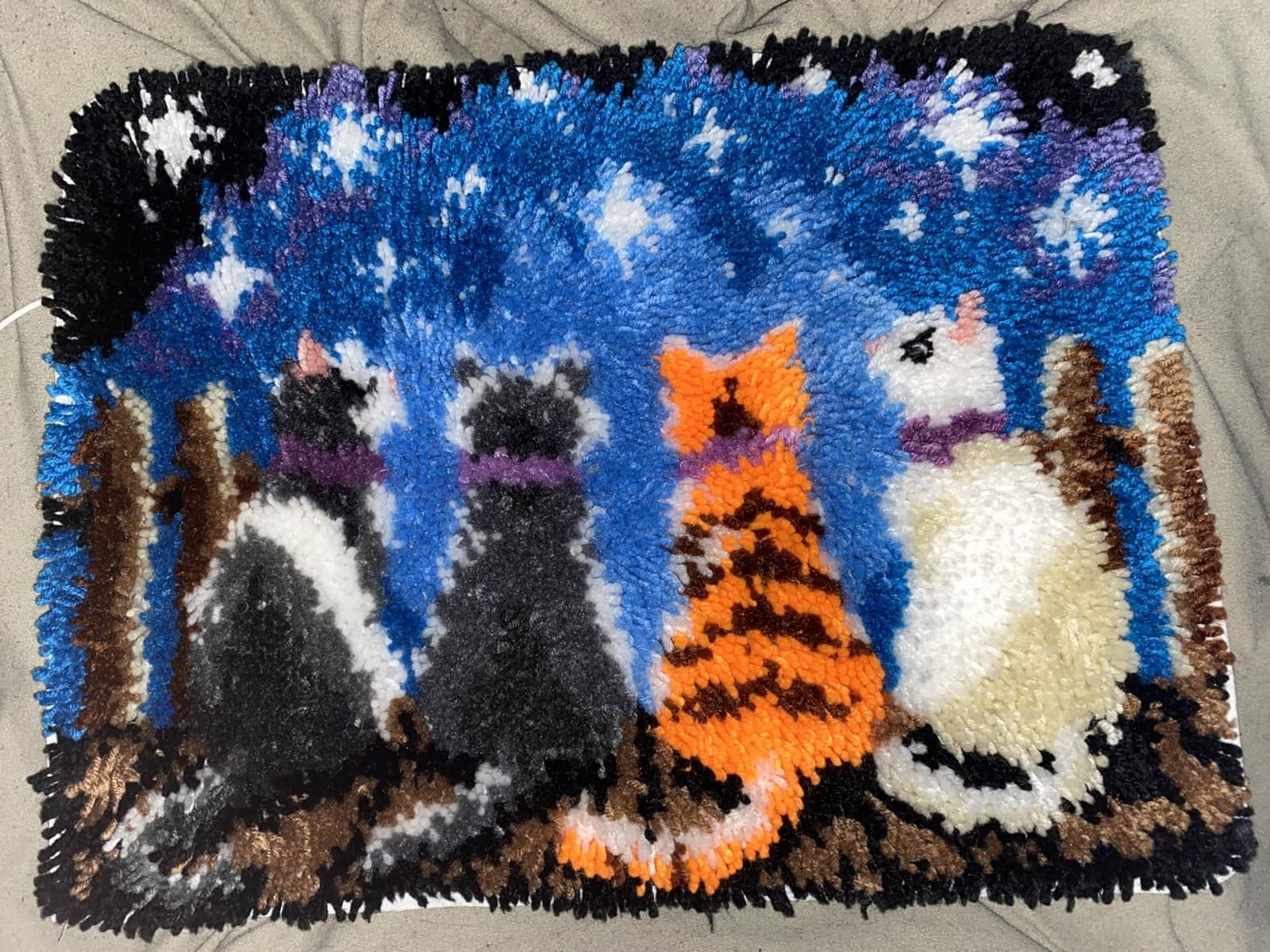 veirousa Colorful Cat Latch Hook Kits for Adults Beginners, Cute Animals Latch Hook Pillow Kit Pre-Printed Latch Hook Rug Kits Cross-Stitch Embroidery Cushion for Home Sofa Decoration 17x17 in. customer photo 2
