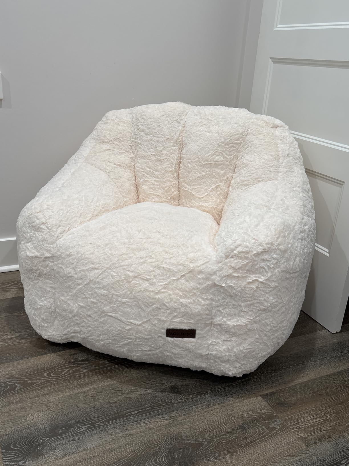 MAXYOYO Bean Bag Chair, Comfy Bean Bag Sofa with Back Support | Faux Fur Bean Bag Chair for Adults and Kids, Stuffed Floor Sofa for Living Room, Bedroom, Apartment, Beige customer photo 1