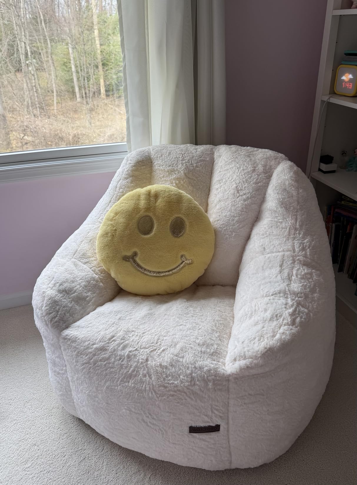 MAXYOYO Bean Bag Chair, Comfy Bean Bag Sofa with Back Support | Faux Fur Bean Bag Chair for Adults and Kids, Stuffed Floor Sofa for Living Room, Bedroom, Apartment, Beige customer photo 2