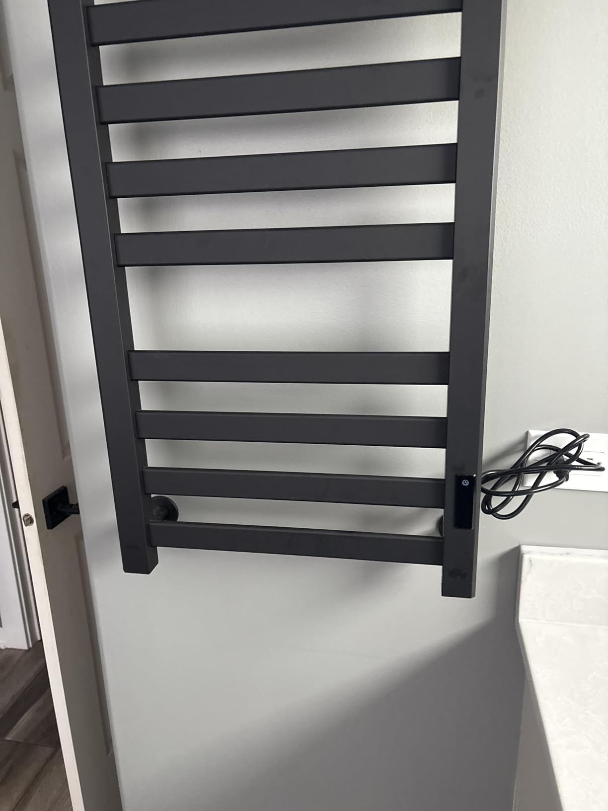 Heated Towel Rack Timer & Multi-Level Temp Adjustment Black | Wall Mounted Towel Warmer Racks for Bathroom | 10 Bars Electric Shower Hot Tub Spa customer photo 2