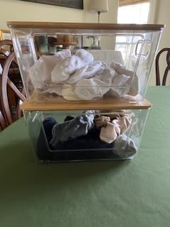 spospo 2 Pack Trash Bag Holder with Bamboo Lid Stackable Trashbag Dispenser | Extra Large Garbage Bag Holder for Kitchen Laundry Room Under Sink Organization and Storage customer photo 1