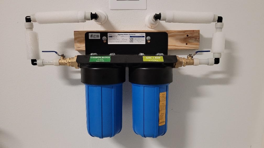 iSpring WGB21B-CPB 2-Stage Whole House Water Filtration System Reduces Cadmium, Mercury, Sediments, Chlorine, and up to 99% Lead, 1
