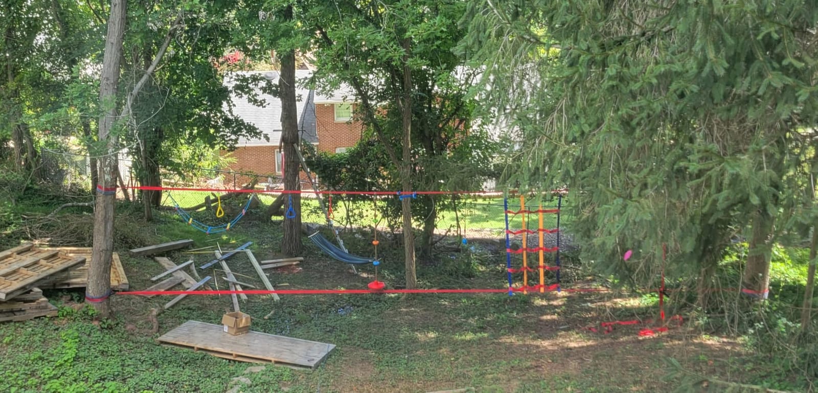 Ninja Warrior Obstacle Course for Kids-Playground Fitness Equipment Ninja Slackline with Multiple Accessories for Kids,Contain Swings,Rope ladders,Rings,Ninja Couse for Kids Outside (2x56ft) customer photo 1