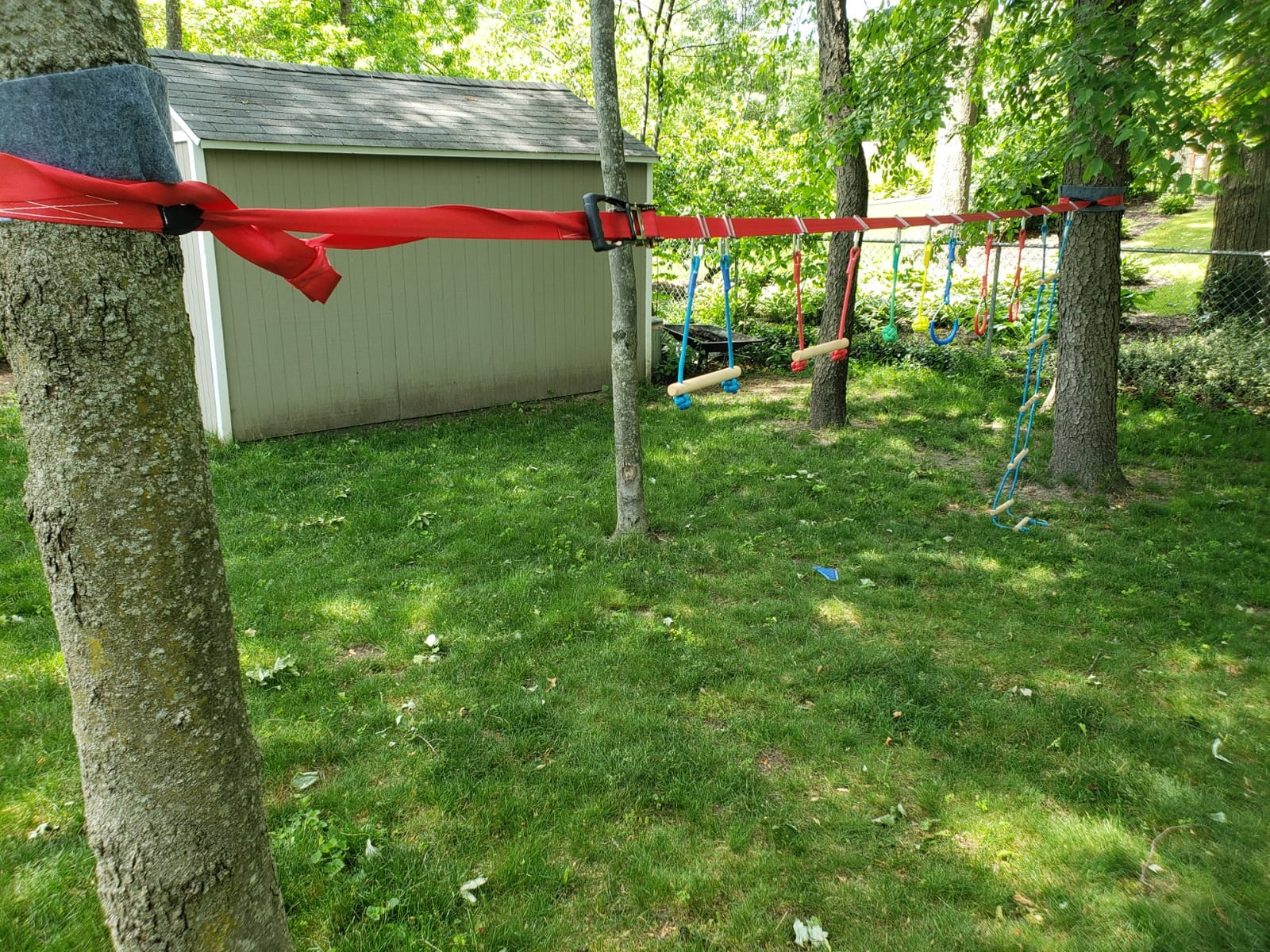 Ninja Warrior Obstacle Course for Kids-Playground Fitness Equipment Ninja Slackline with Multiple Accessories for Kids,Contain Swings,Rope ladders,Rings,Ninja Couse for Kids Outside (2x56ft) customer photo 2