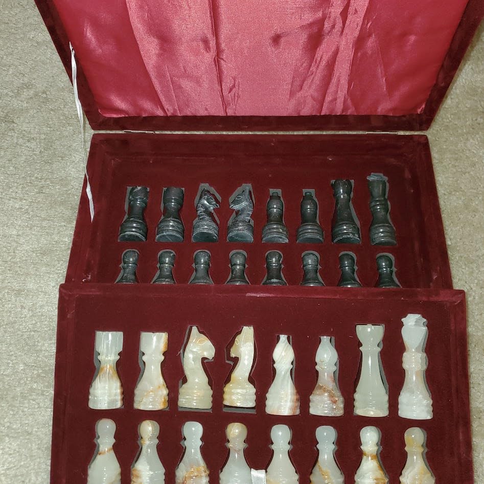 Handcrafted Premium Marble Chess Pieces Set Elegant 32-Piece Replacement for 12-15 Inch Chess Boards with Storage Box (Black and White) customer photo 2