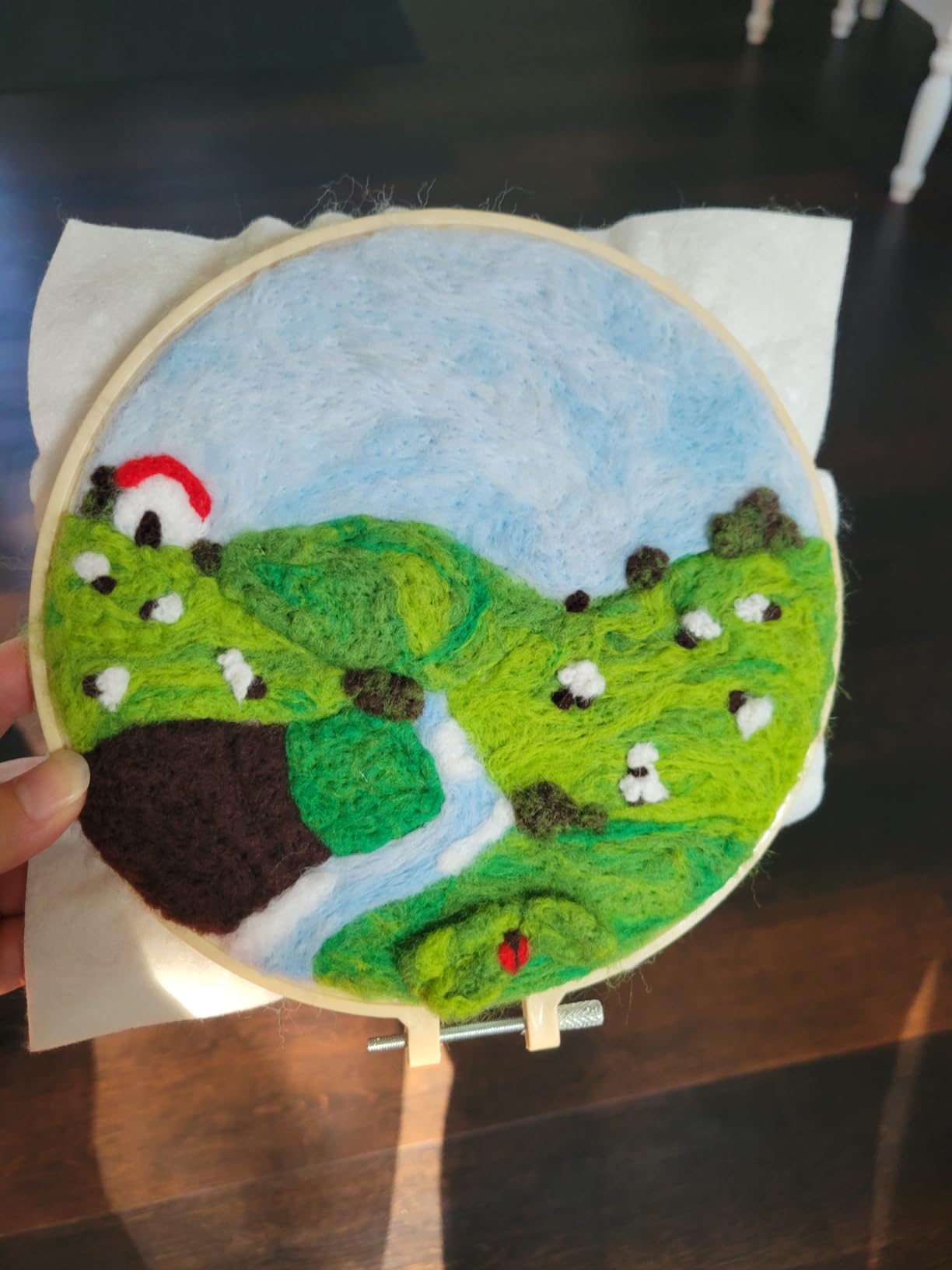 QMNNMA Needle Felting Kits, Wool Felting Kit with Picture Frame, Foam Pad, Felt Cloth, and Instructions, Needle Felt Painting Kit for Home Decoration (Sea Waves and Sailboats) customer photo 2