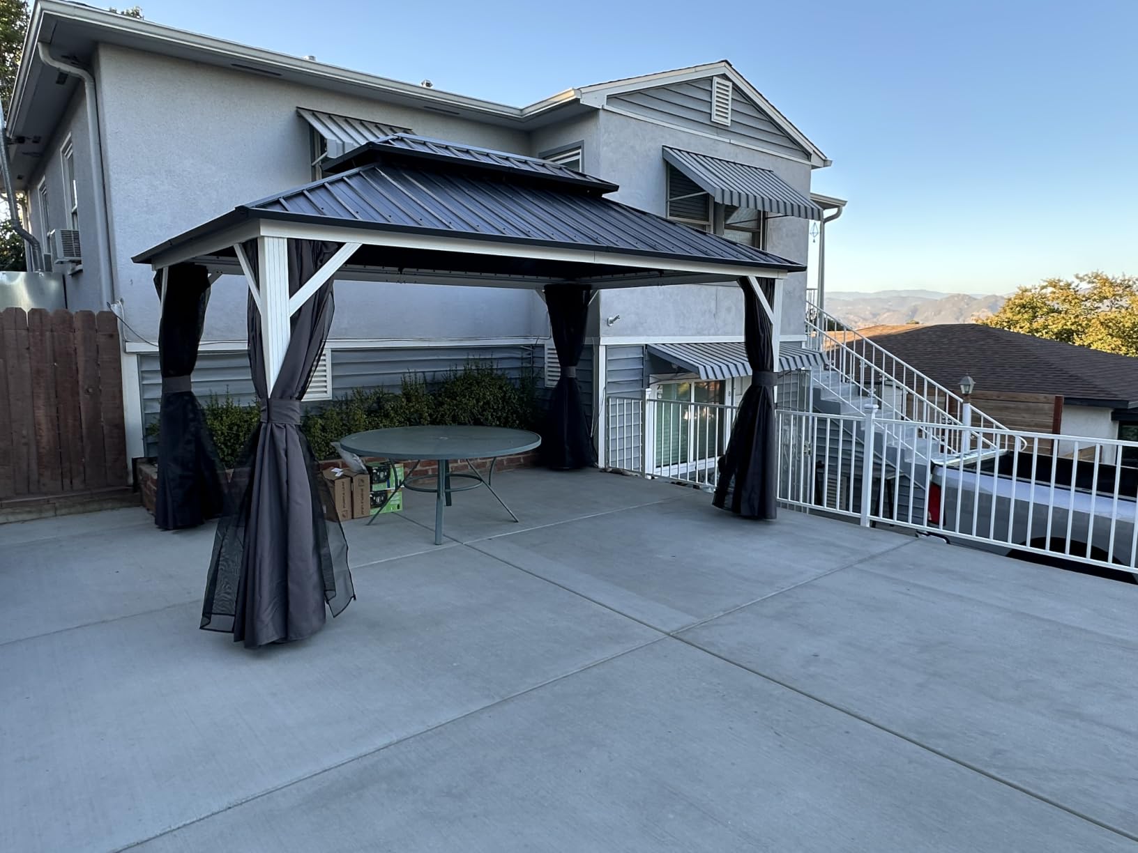 PURPLE LEAF Hardtop Gazebo 10' x 14' Pavilion Wind-Resistant White Frame | Powder-coated aluminum anti-Rust, Snow load up to 1800 lbs, Fade-resistant, Color Lasts, Curtains & netting for privacy customer photo 2