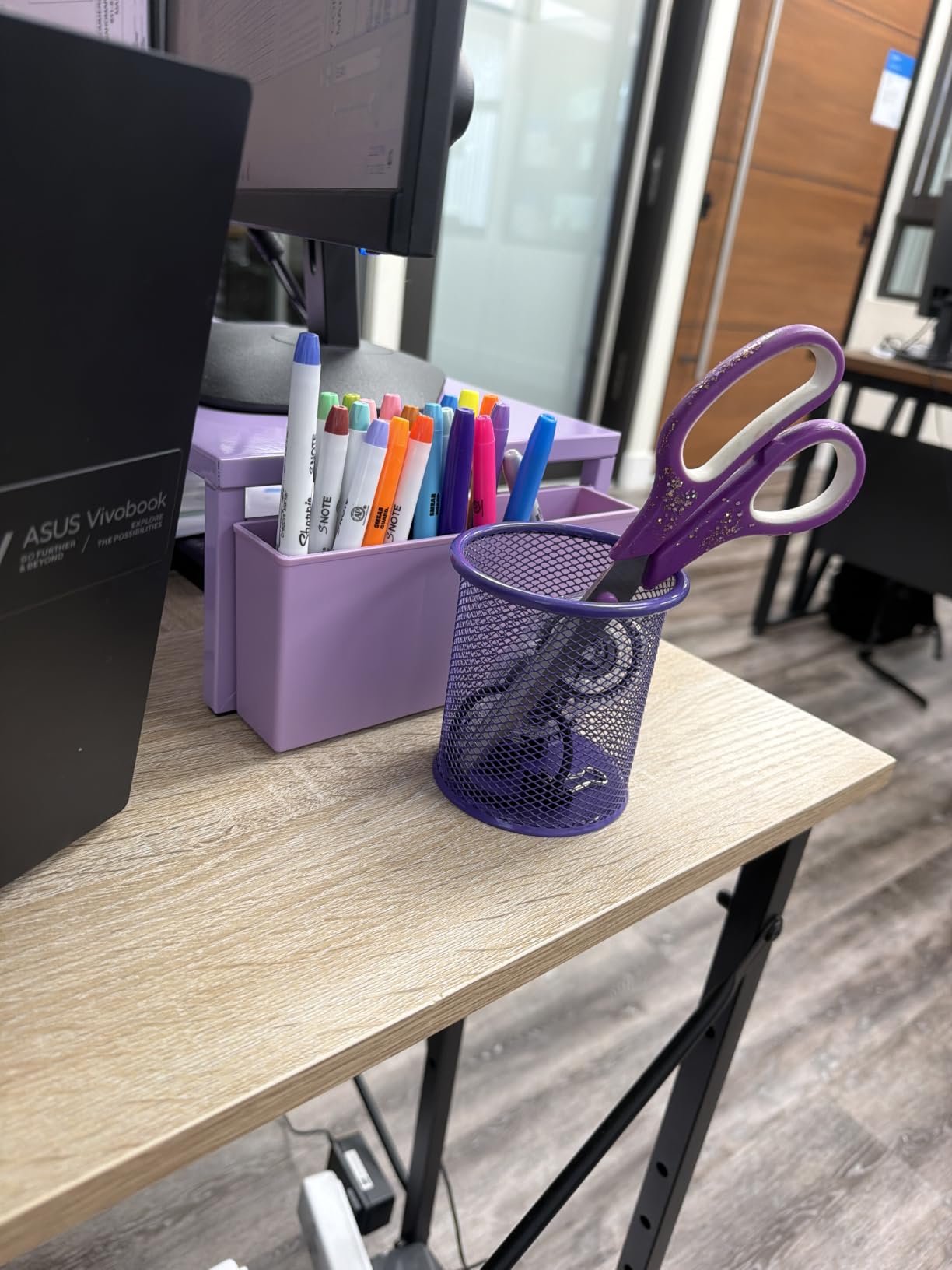 OPNICE Desk Organizers and Accessories, Dual Monitor Stand Riser with Drawer and 2 Pen Holders, Desk Shelf Computer Racks for Office Workspace Organizers, Desktop Organization (Rustic Brown) customer photo 2