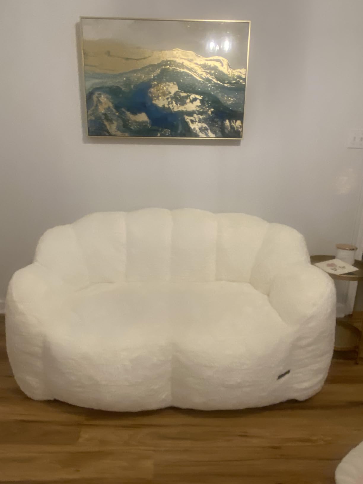 MAXYOYO Bean Bag Chair for Adults, Floral Shaped Bean Bag Sofa | Ultra Soft Faux Fur Floor Sofa, Large Reading Chair for Living Room Bedroom, Dark Grey, Double customer photo 2